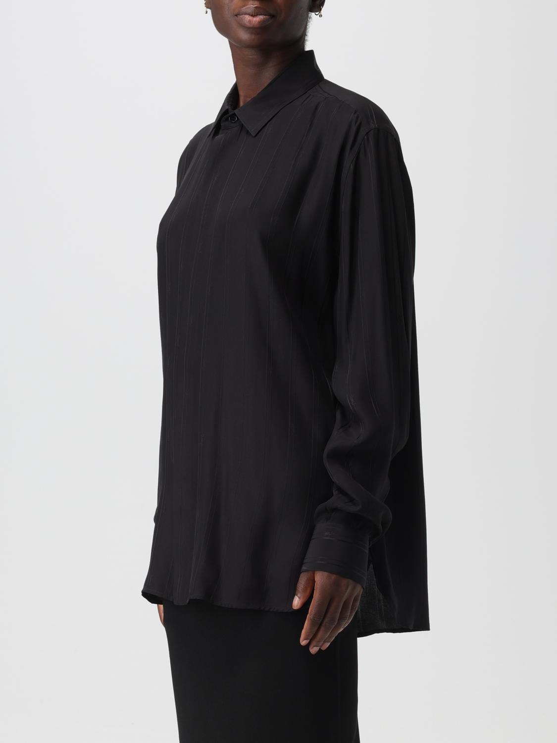 Saint Laurent pinstripe shirt in organic silk - Black