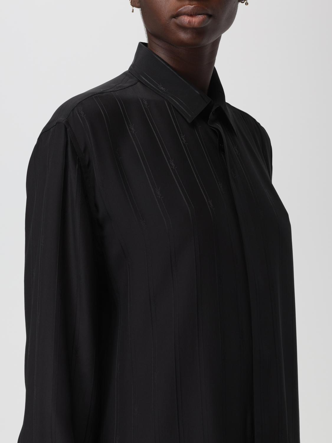 Saint Laurent pinstripe shirt in organic silk - Black