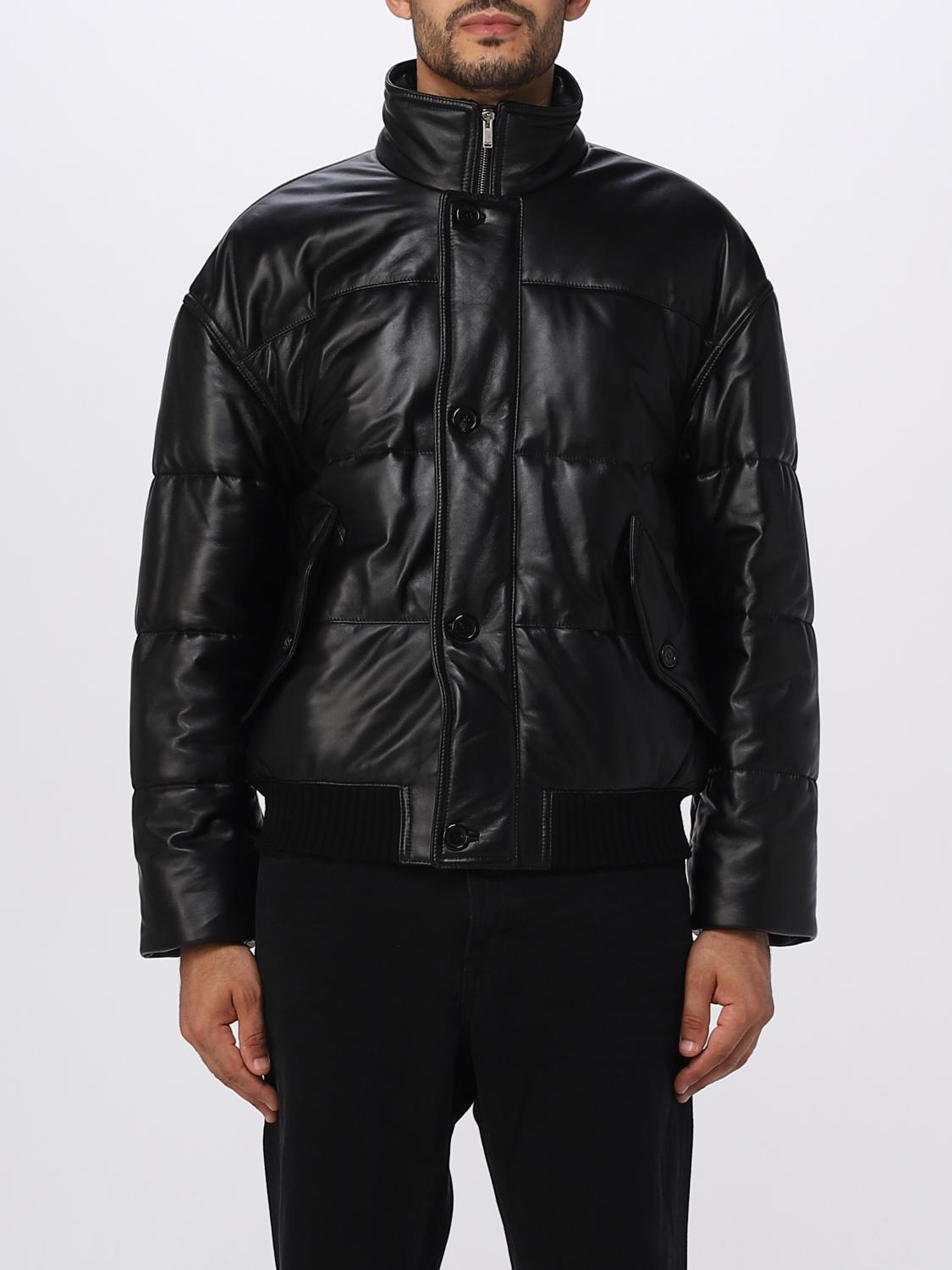 SAINT LAURENT: quilted leather down jacket Black Saint Laurent