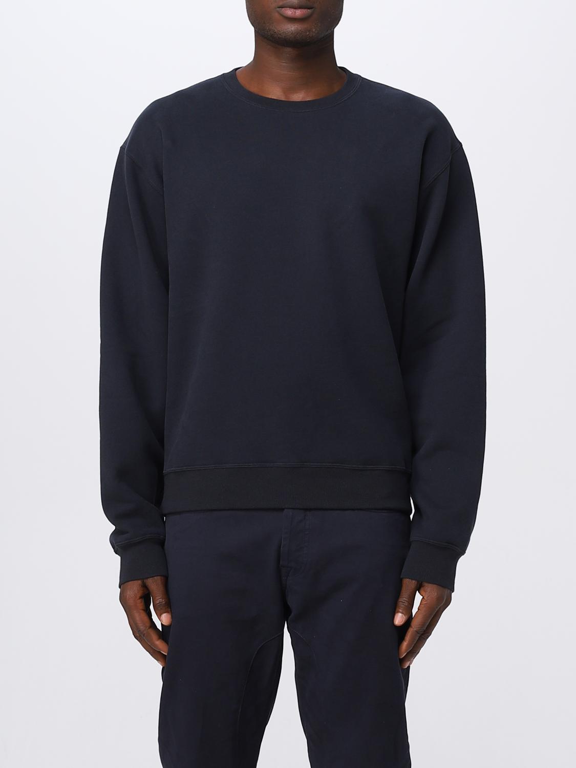 SAINT LAURENT SWEATSHIRT: Saint Laurent sweatshirt in organic cotton with embroidered logo, Blue - Img 1