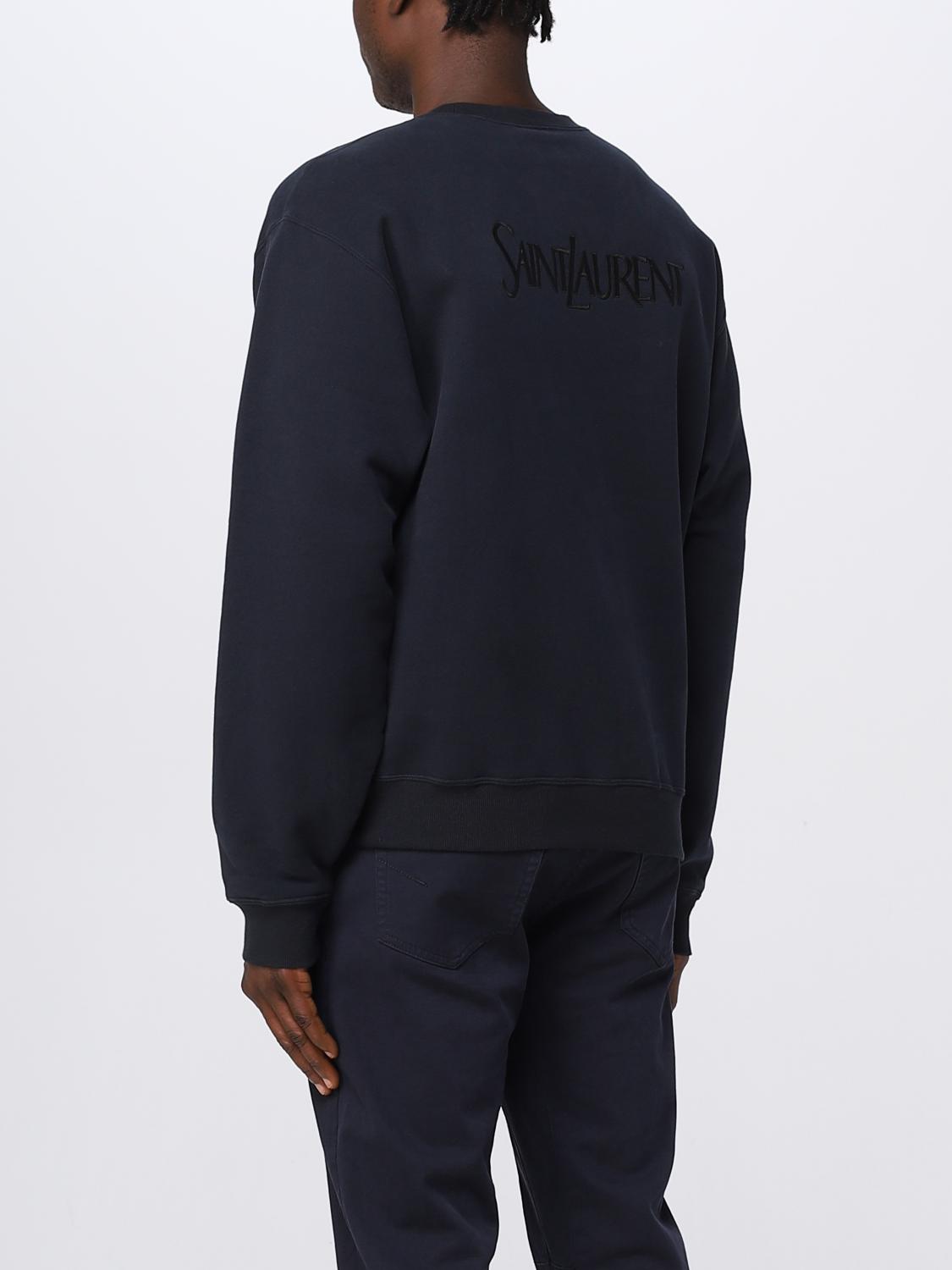 SAINT LAURENT SWEATSHIRT: Saint Laurent sweatshirt in organic cotton with embroidered logo, Blue - Img 3