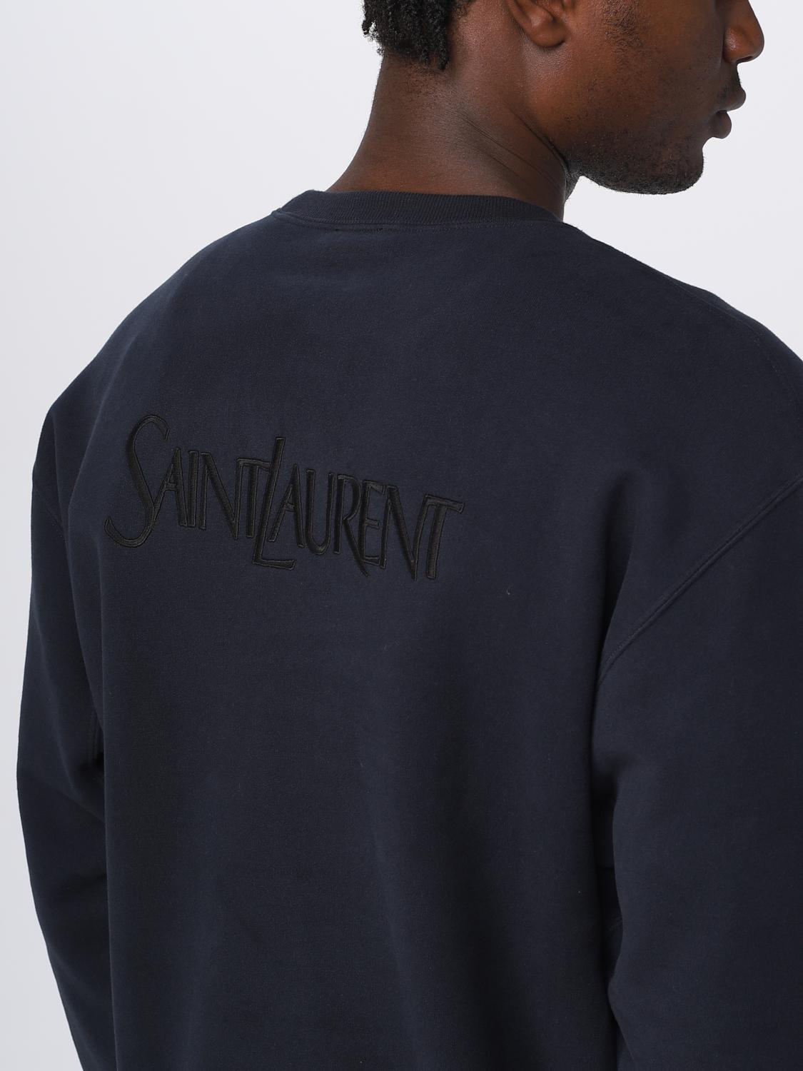 SAINT LAURENT SWEATSHIRT: Saint Laurent sweatshirt in organic cotton with embroidered logo, Blue - Img 5