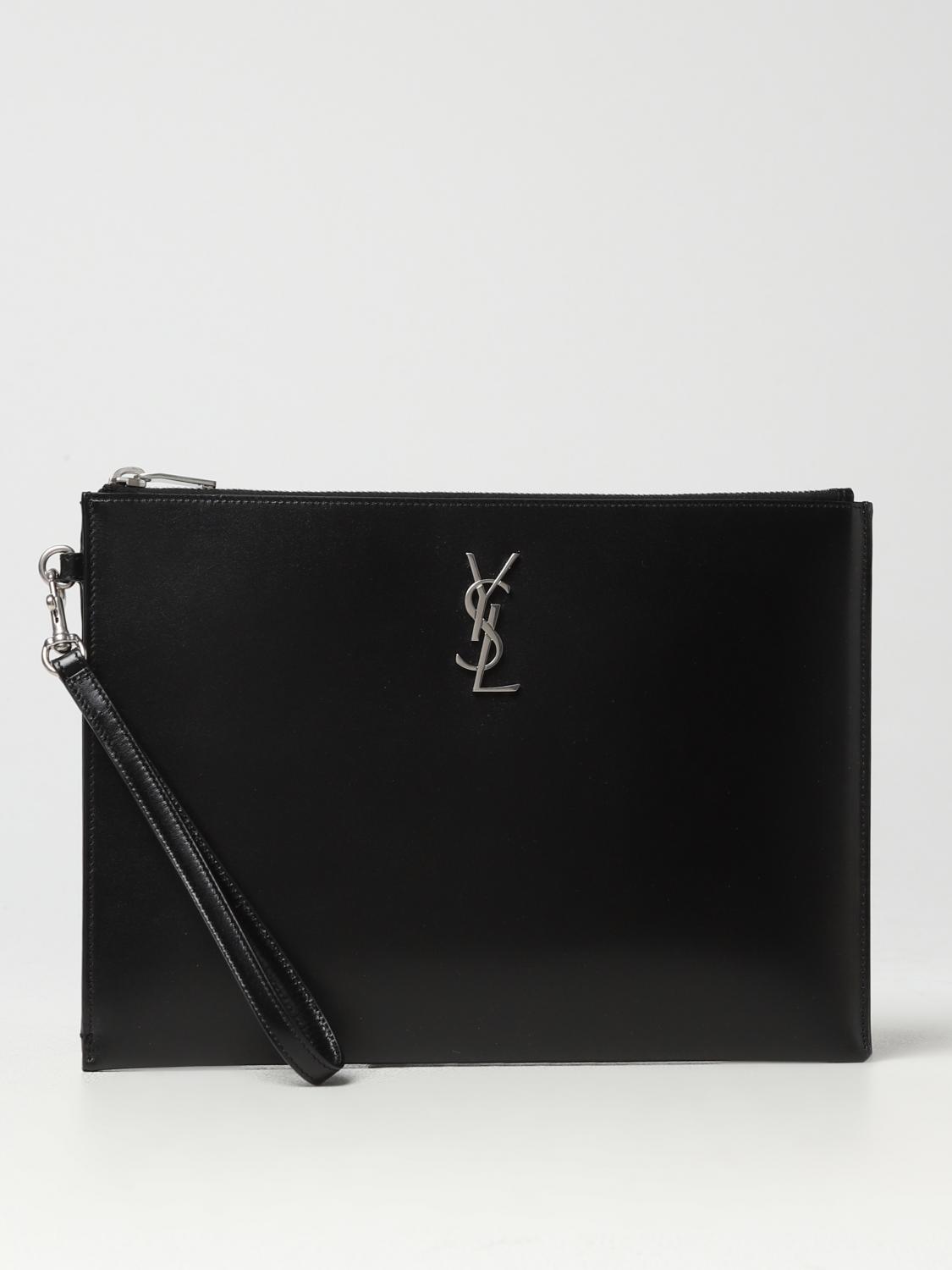 SAINT LAURENT PORTADOCUMENTI: Clutch Cassandre Saint Laurent in pelle, Nero - Img 1