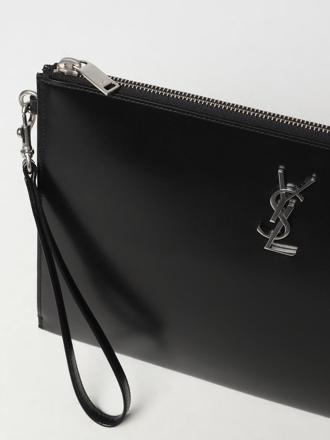SAINT LAURENT PORTADOCUMENTI: Clutch Cassandre Saint Laurent in pelle, Nero - Img 4