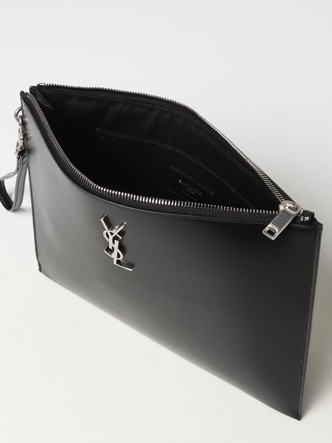 SAINT LAURENT PORTADOCUMENTI: Clutch Cassandre Saint Laurent in pelle, Nero - Img 5