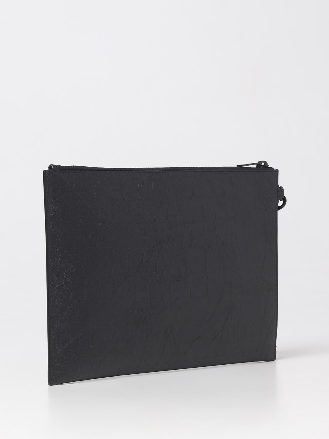 Saint Laurent clutch bag in crocodile print leather - Black