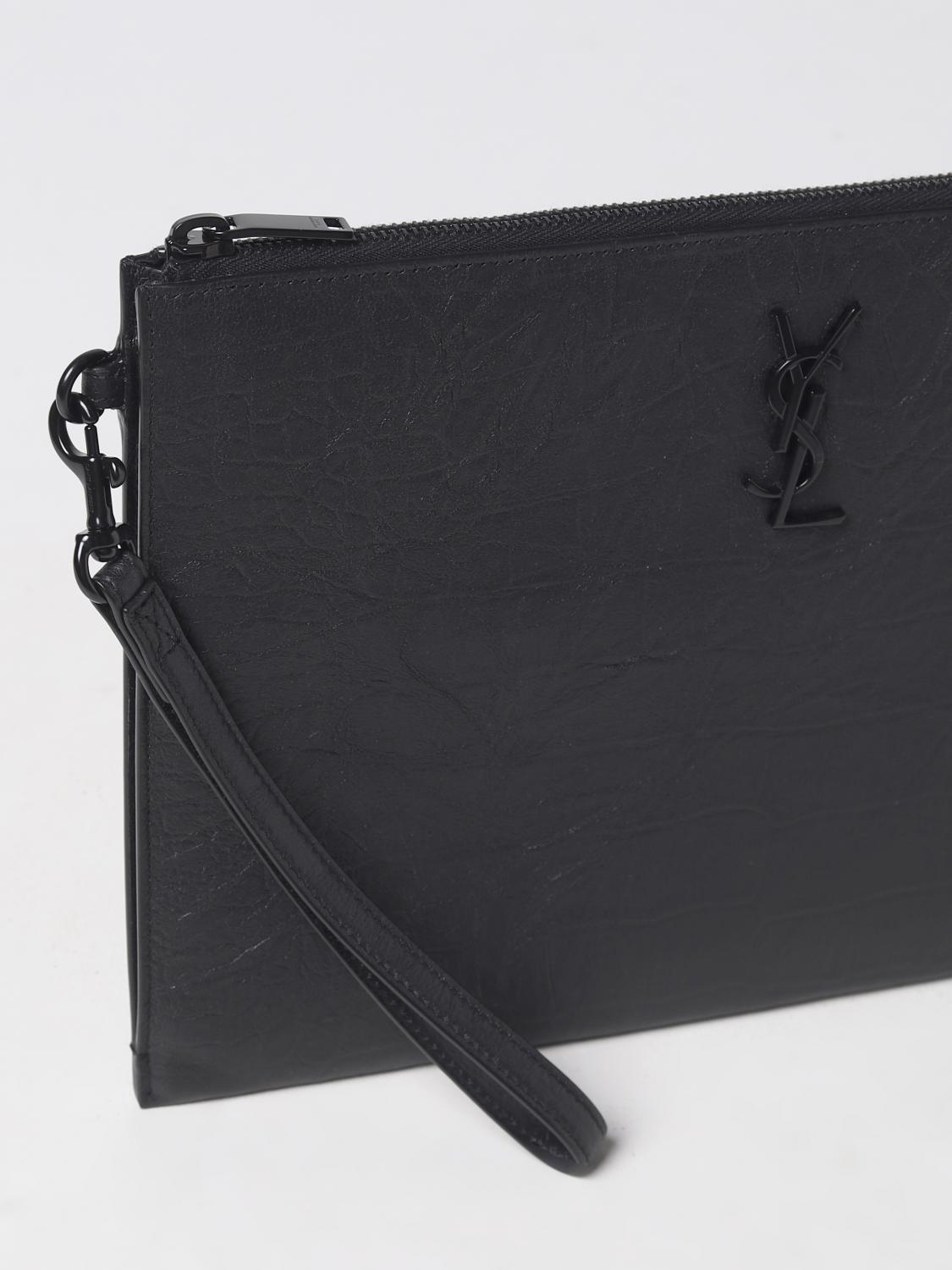 Saint Laurent clutch bag in crocodile print leather - Black