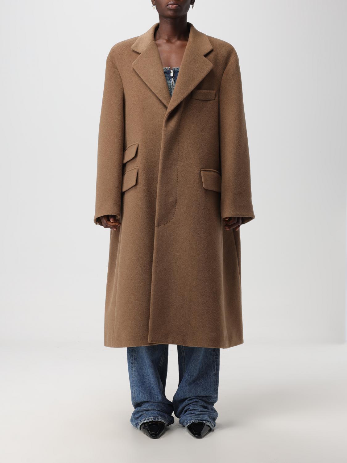 Saint Laurent coat in wool - Camel | 756972Y5H63 | GIGLIO.COM