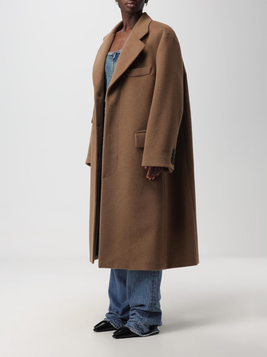 Saint Laurent coat in wool - Camel | 756972Y5H63 | GIGLIO.COM