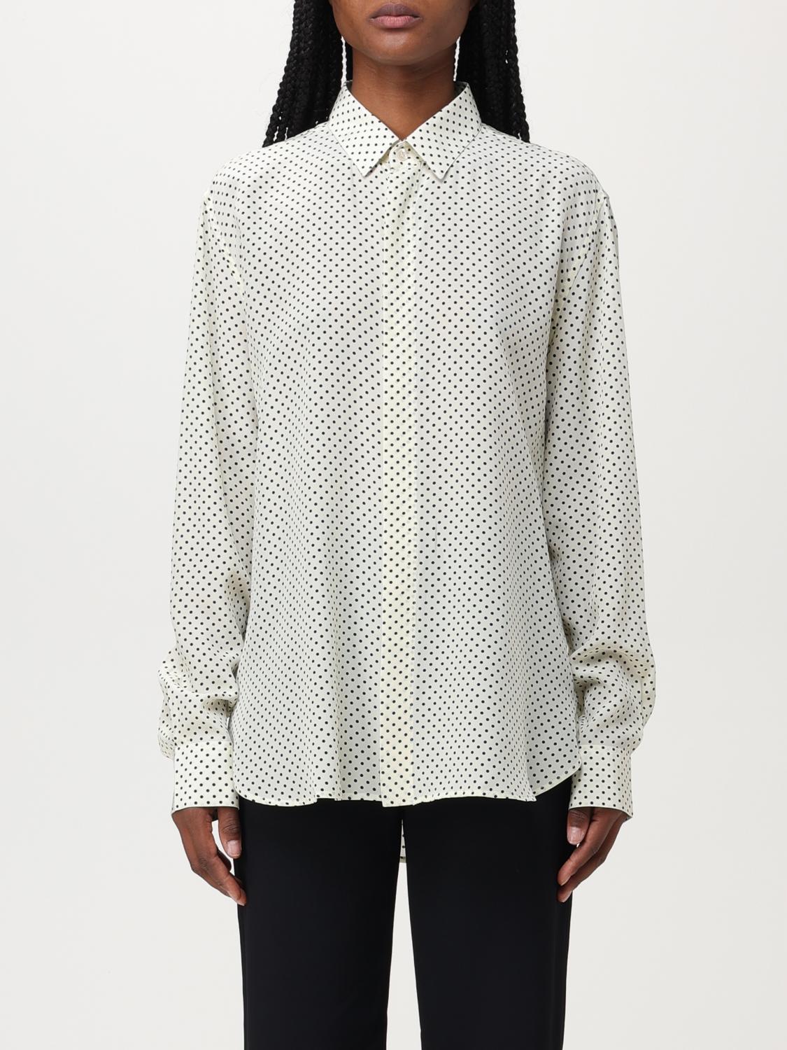 Saint Laurent shirt in silk with polka dot pattern - White