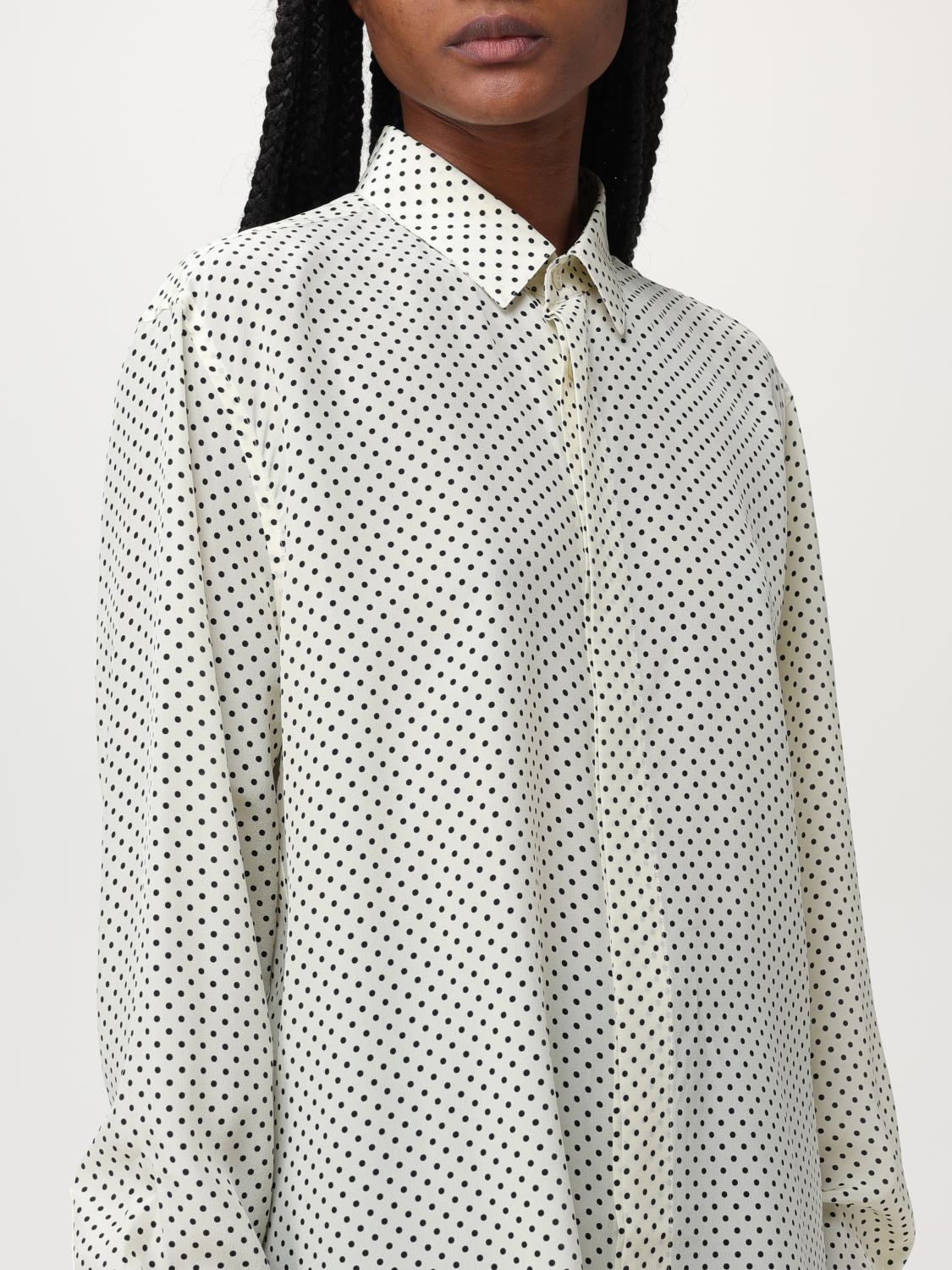 Saint Laurent shirt in silk with polka dot pattern - White