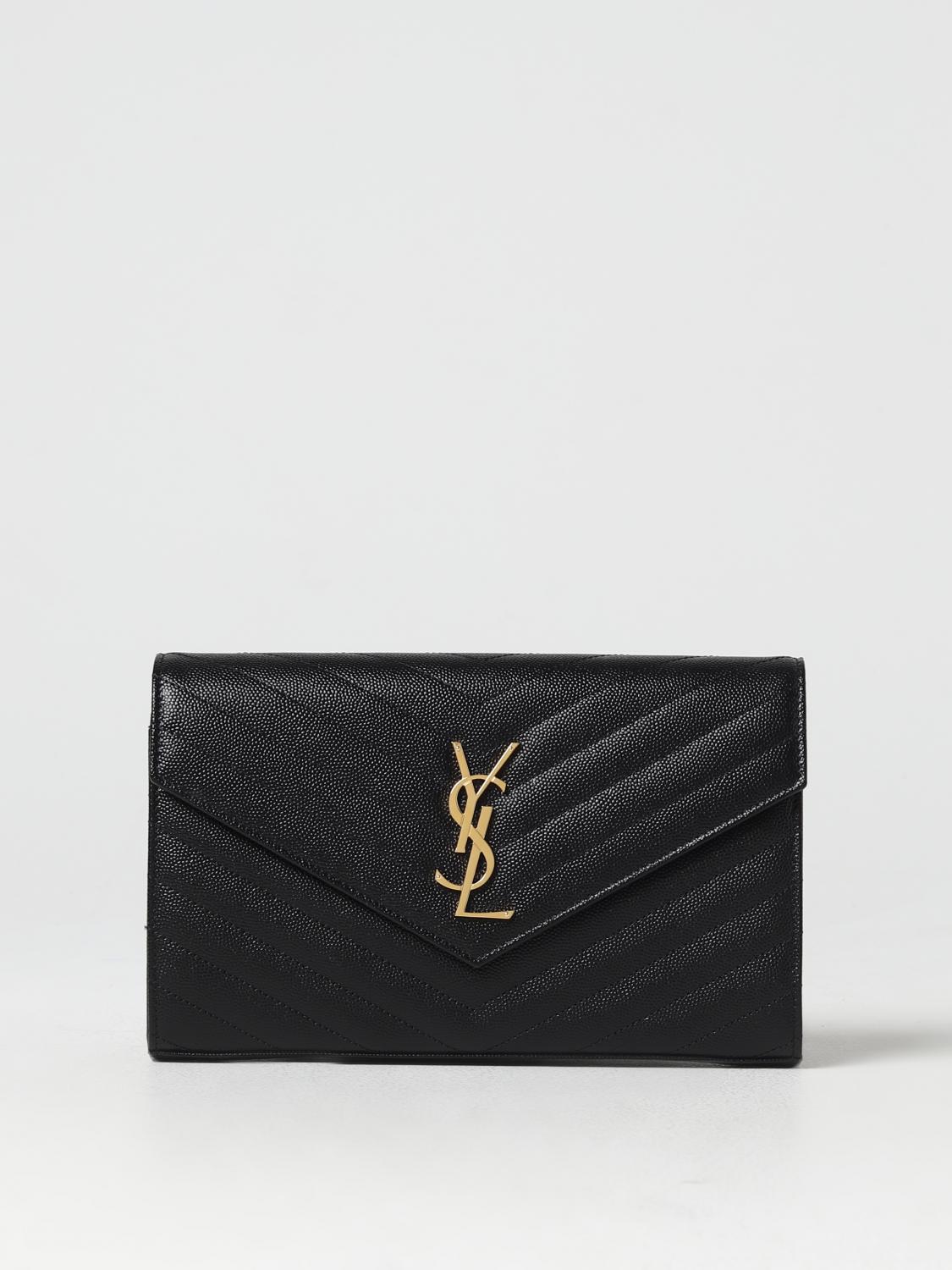 SAINT LAURENT BORSA MINI: Borsa wallet Cassandre Saint Laurent in pelle goffrata trapuntata, Nero - Img 1