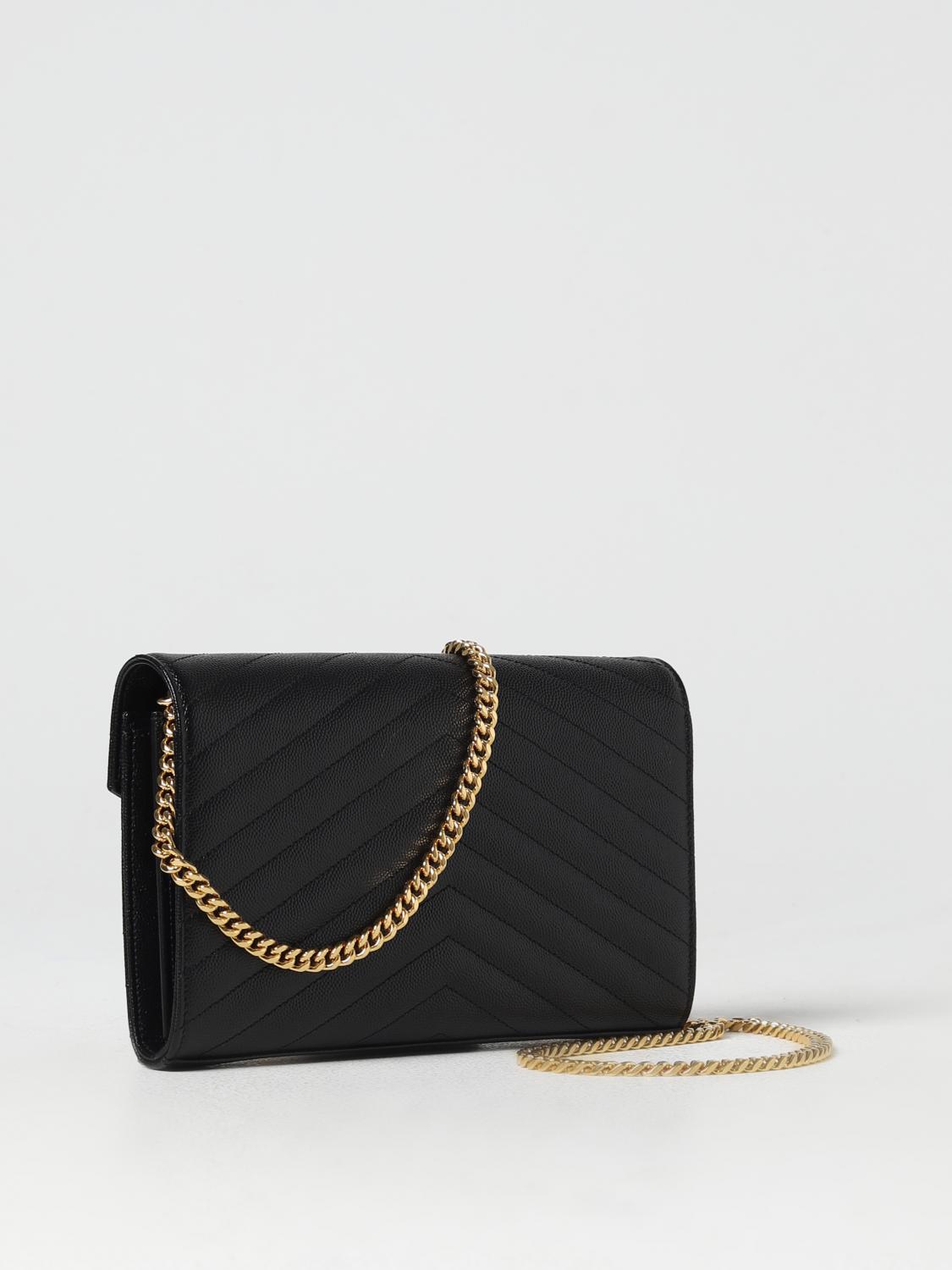 SAINT LAURENT BORSA MINI: Borsa wallet Cassandre Saint Laurent in pelle goffrata trapuntata, Nero - Img 2