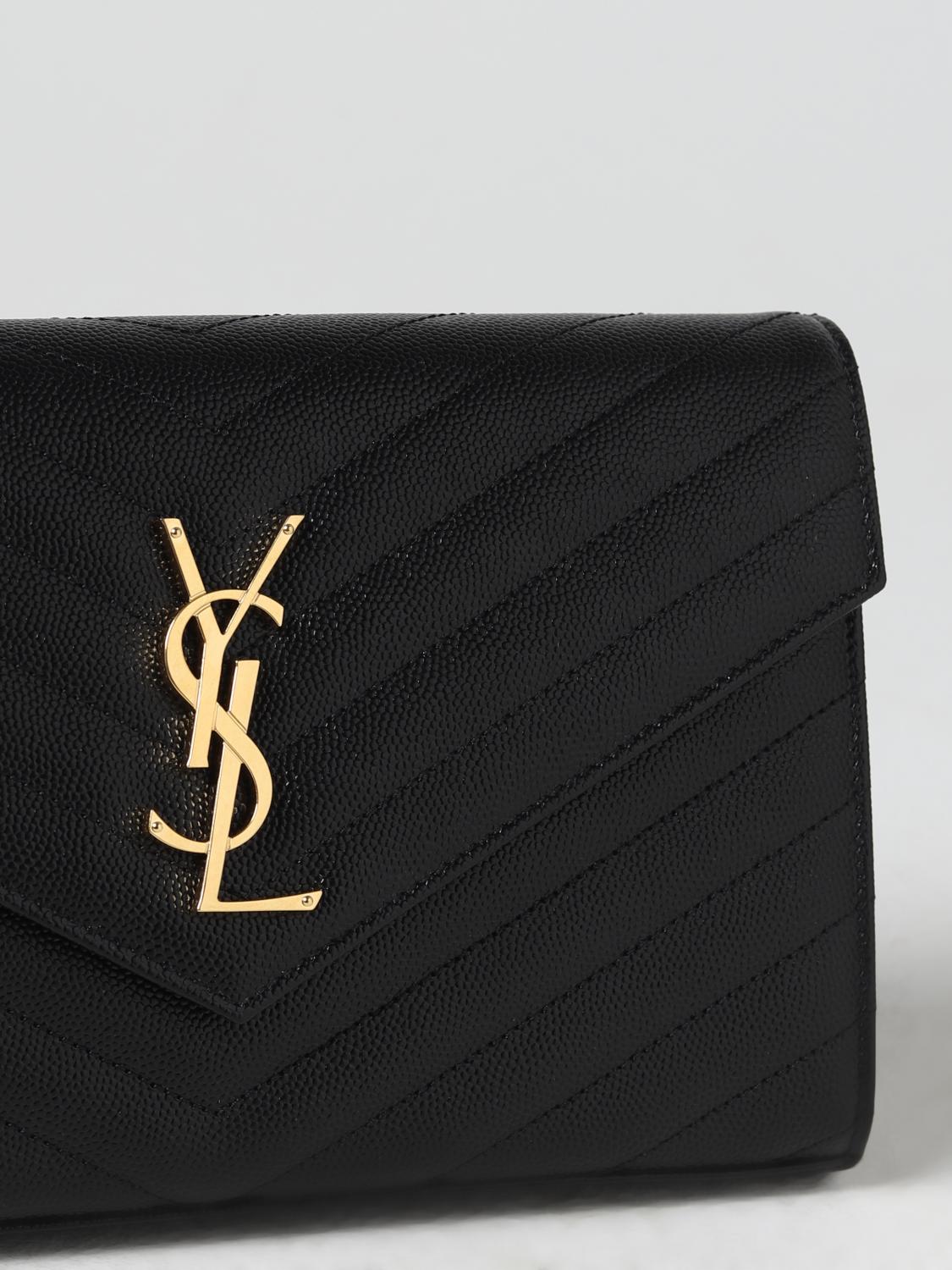 SAINT LAURENT BORSA MINI: Borsa wallet Cassandre Saint Laurent in pelle goffrata trapuntata, Nero - Img 3