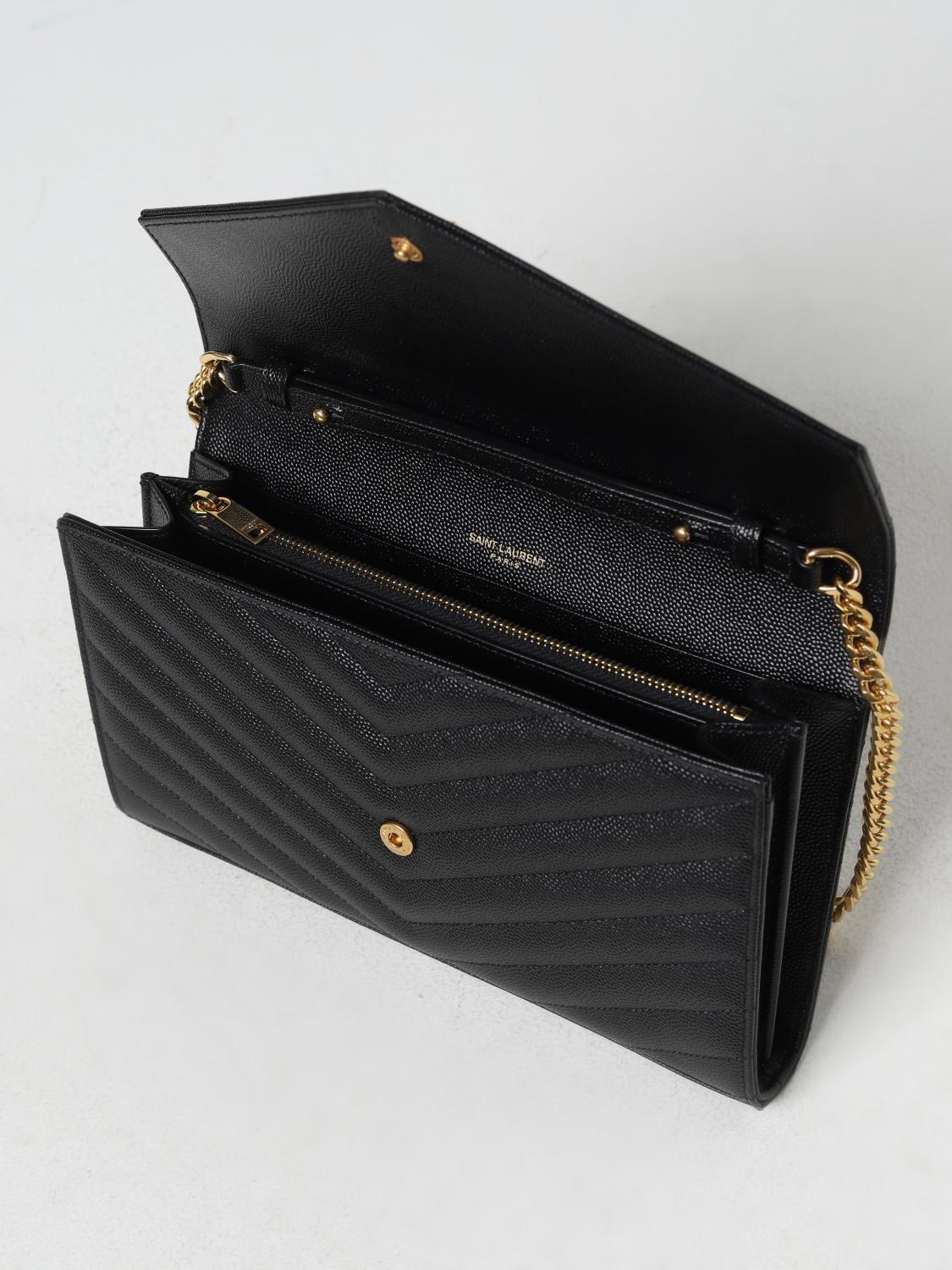 SAINT LAURENT BORSA MINI: Borsa wallet Cassandre Saint Laurent in pelle goffrata trapuntata, Nero - Img 4