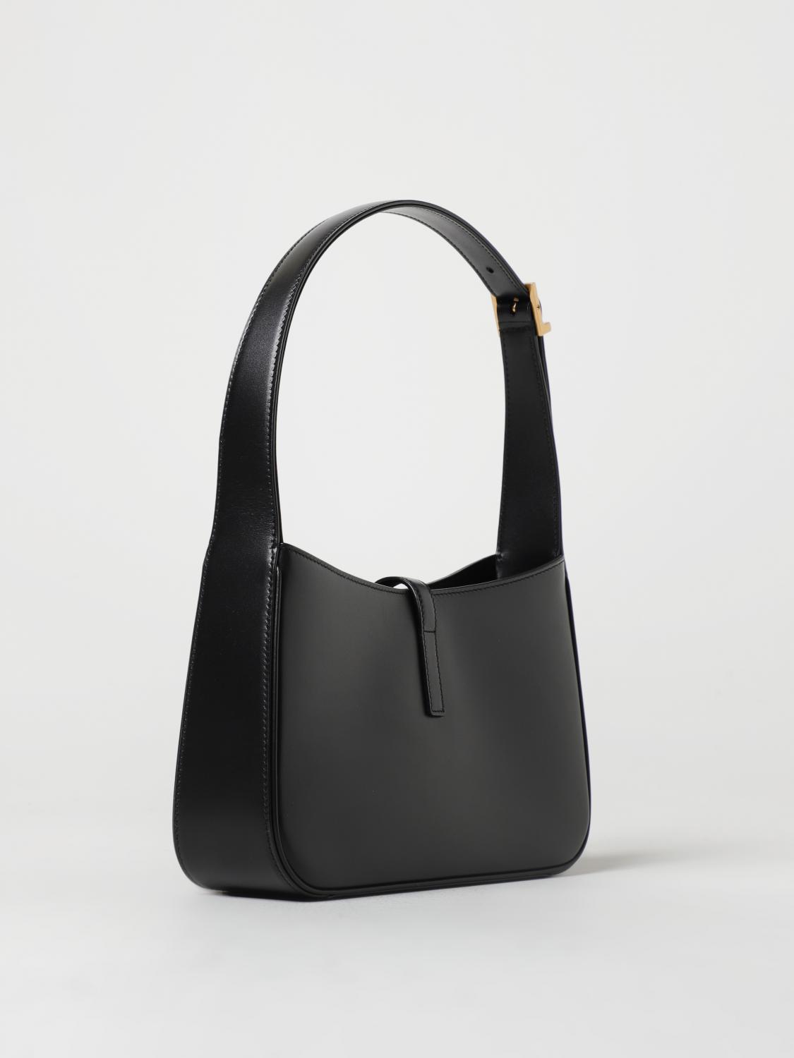 SAINT LAURENT: Le 5 À 7 bag in leather with metal monogram - Black