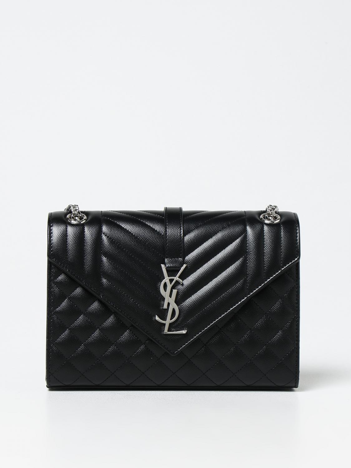 SAINT LAURENT BORSA A SPALLA: Borsa Envelope Saint Laurent in pelle matelassé, Nero - Img 1