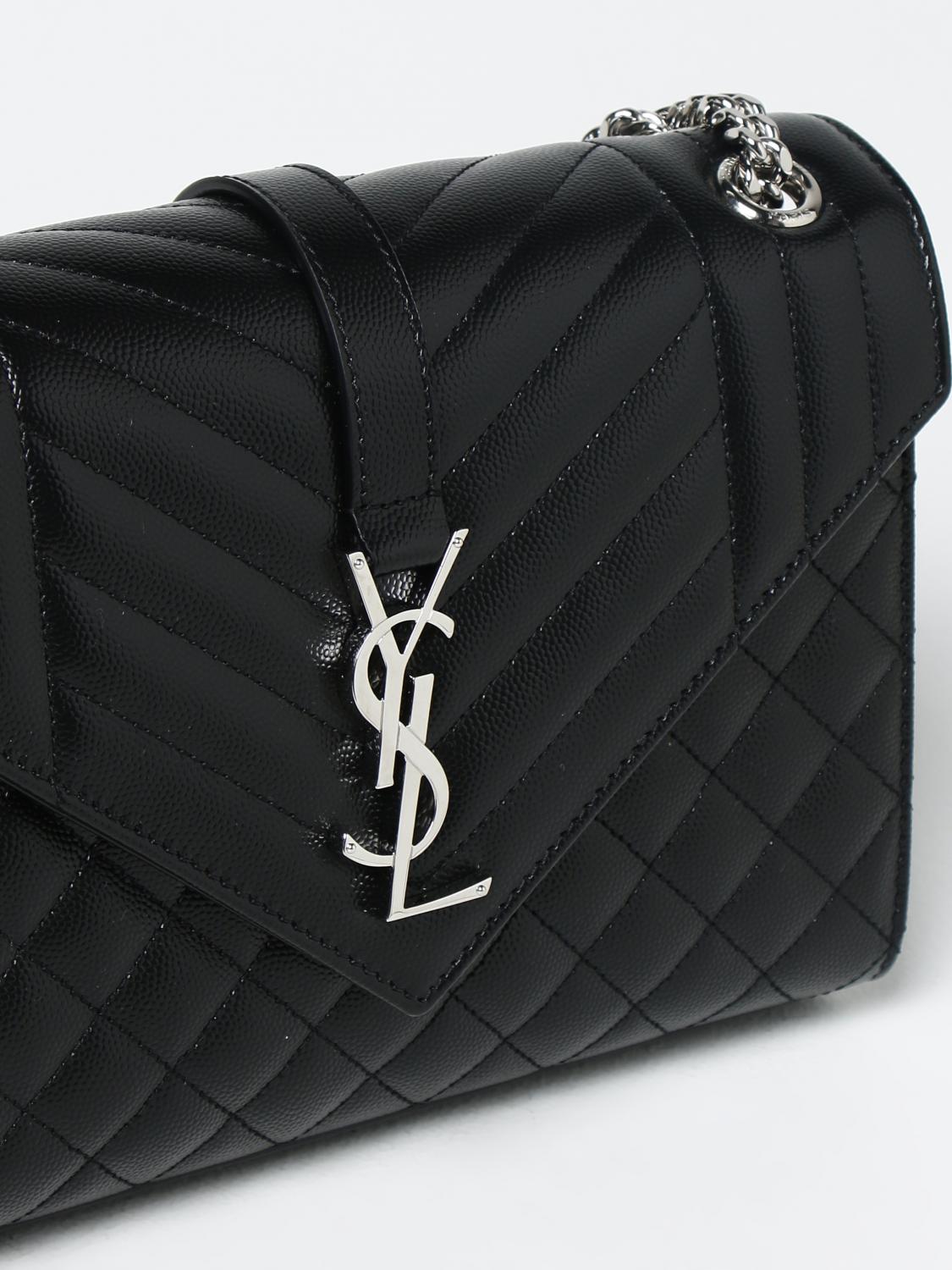 SAINT LAURENT BORSA A SPALLA: Borsa Envelope Saint Laurent in pelle matelassé, Nero - Img 3