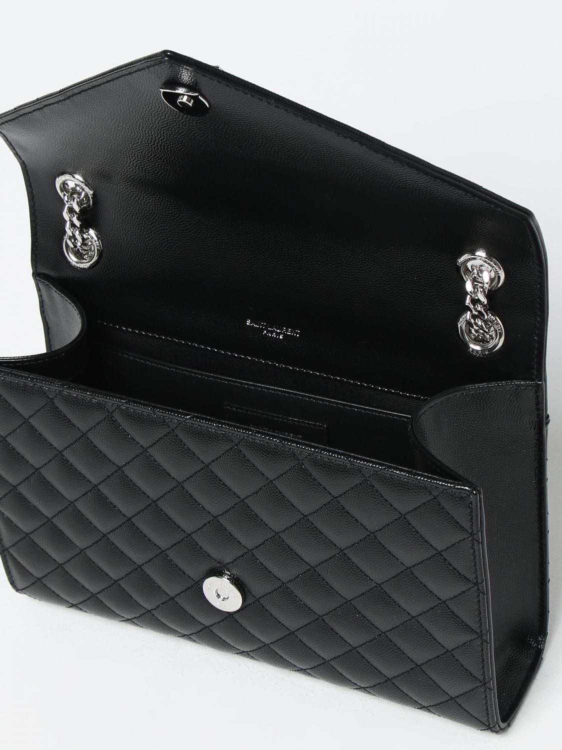 SAINT LAURENT BORSA A SPALLA: Borsa Envelope Saint Laurent in pelle matelassé, Nero - Img 4