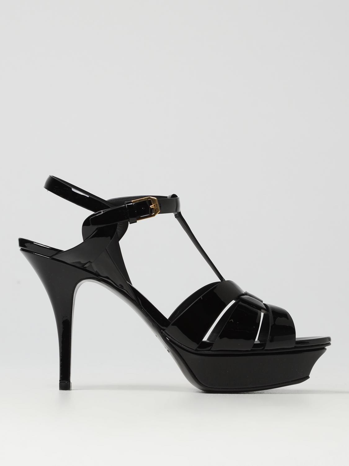SAINT LAURENT: Sandalo Tribute in vernice - Nero | Sandali SAINT LAURENT: Sandalo Tribute in vernice - Nero | Sandali