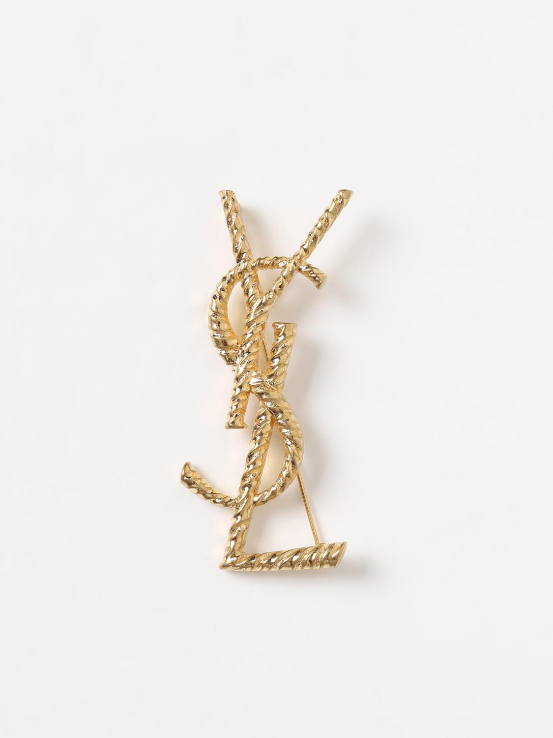SAINT LAURENT BROOCH: Saint Laurent Opyum brooch in worked brass, Gold - Img 1
