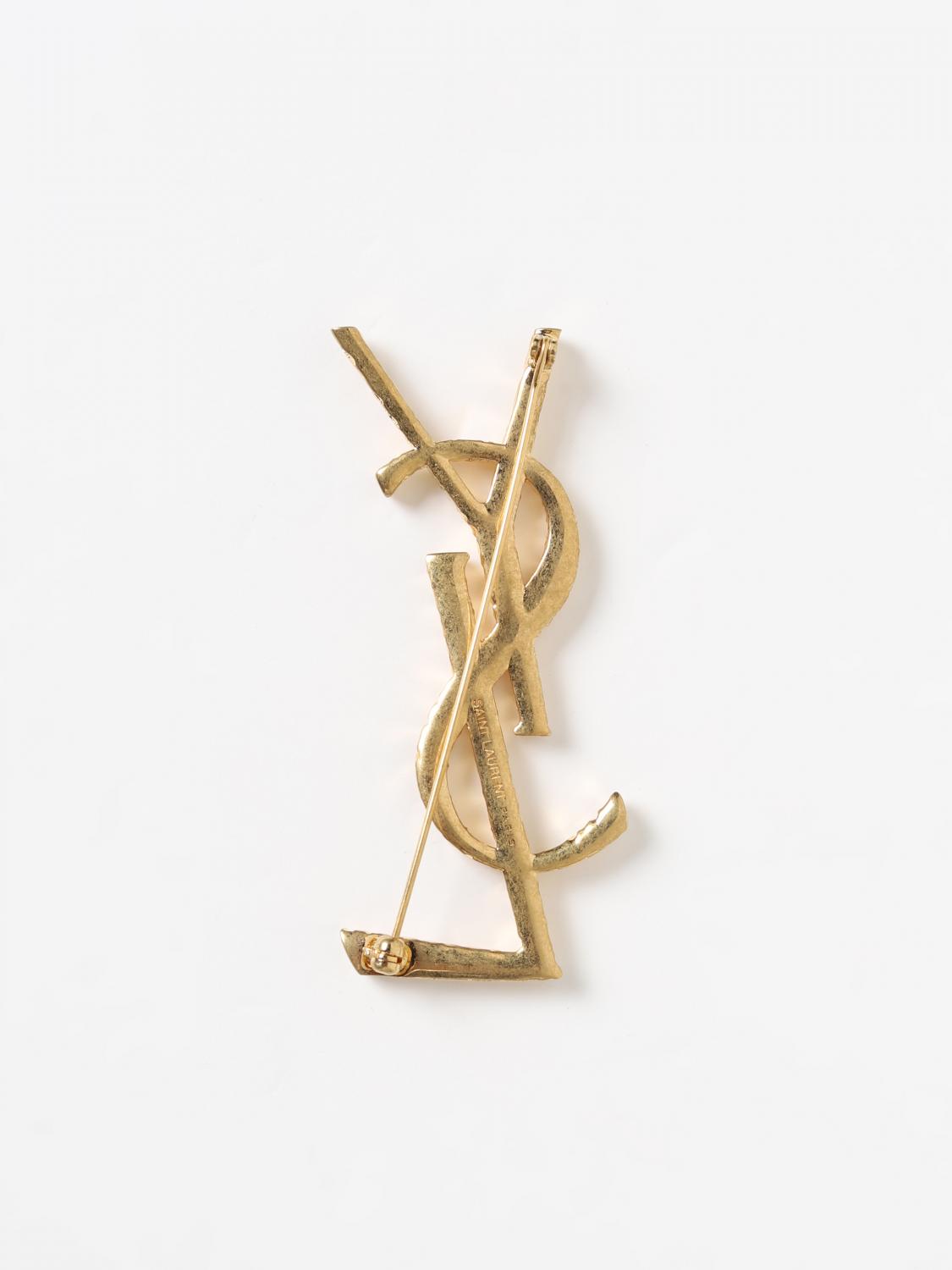 SAINT LAURENT BROOCH: Saint Laurent Opyum brooch in worked brass, Gold - Img 2