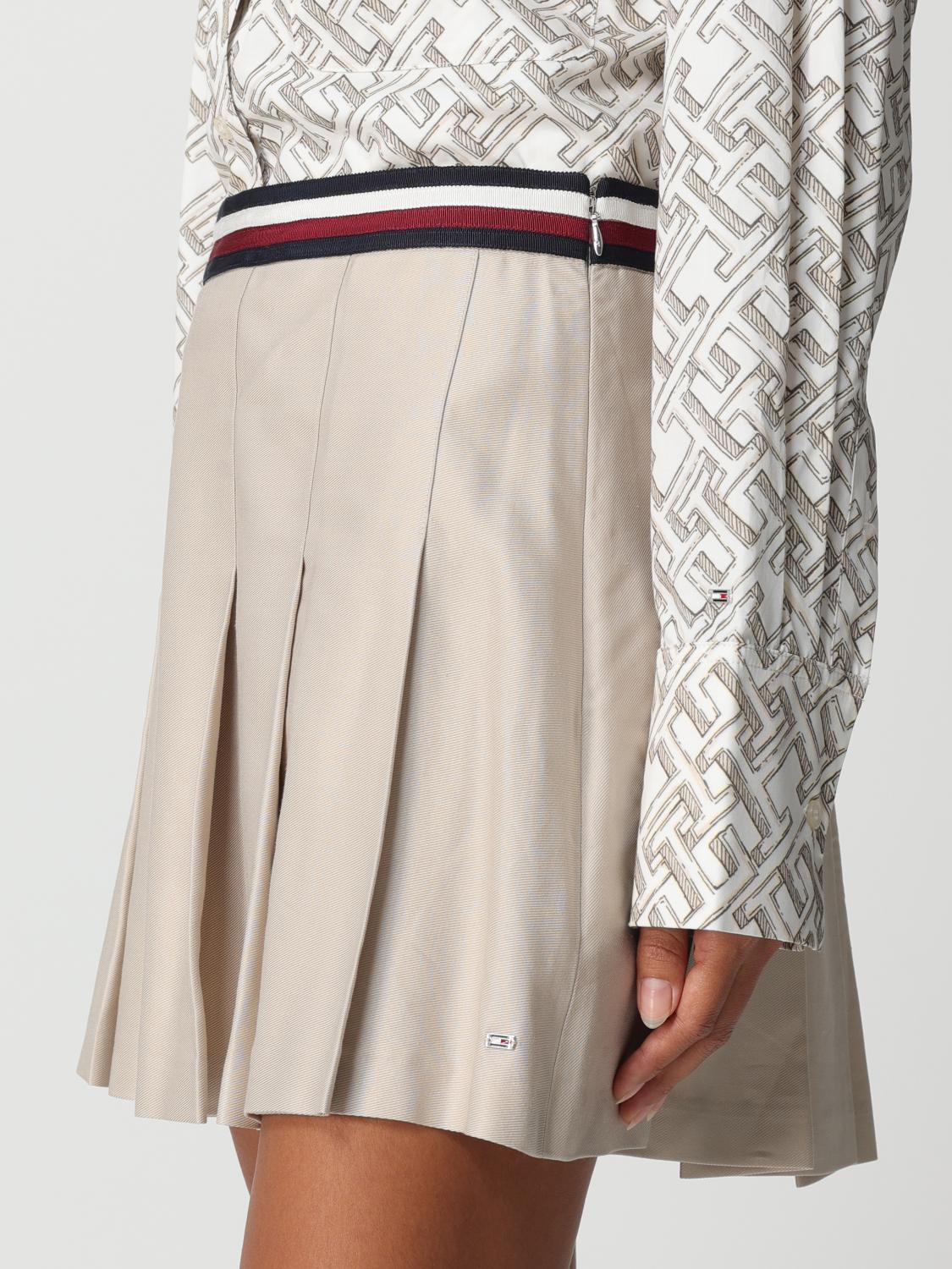TOMMY HILFIGER: skirt in lyocell and cotton - Beige | Tommy Hilfiger ...