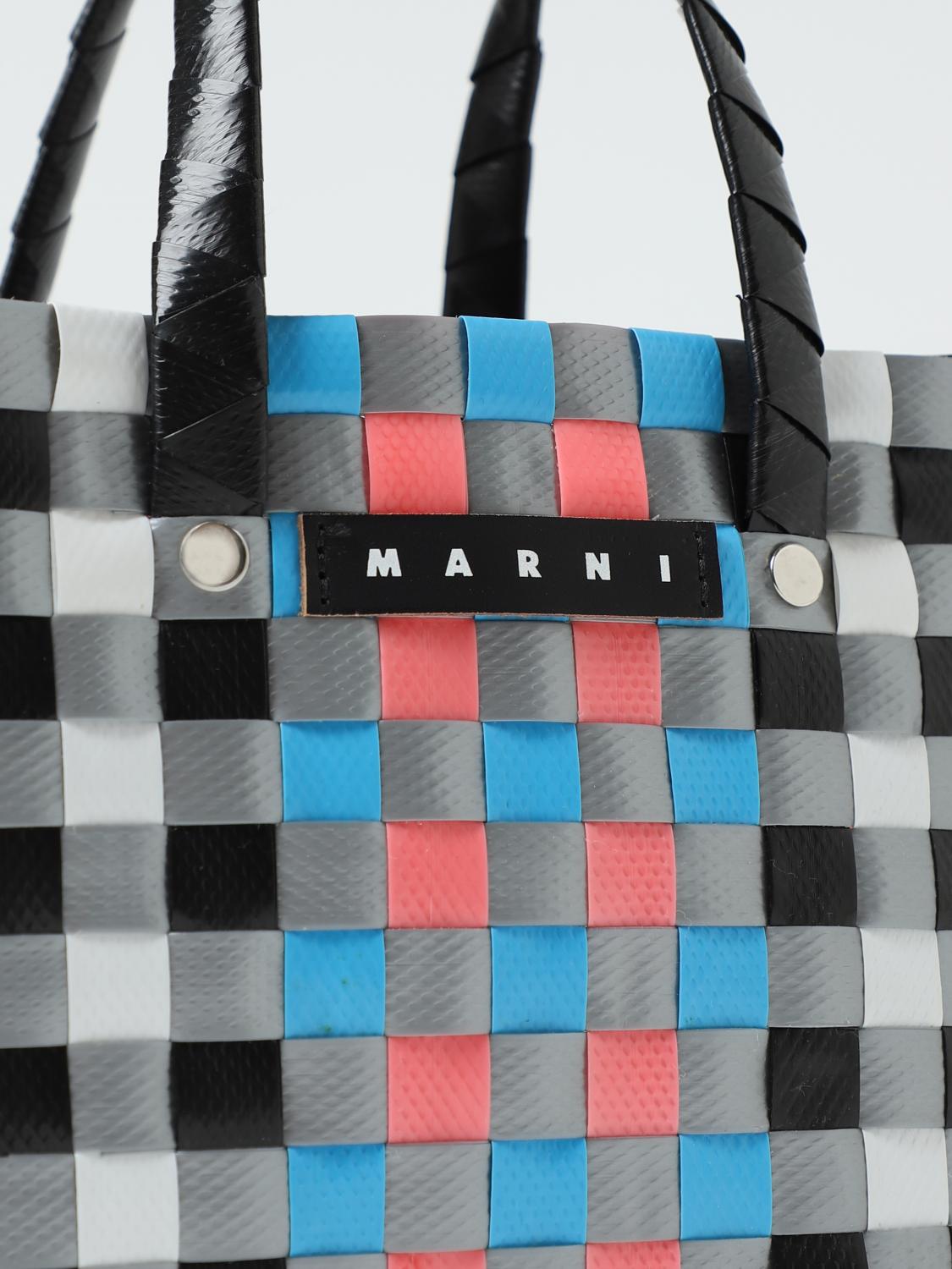 MARNI CLUTCH: Marni bag in woven polypropylene, Grey - Img 3