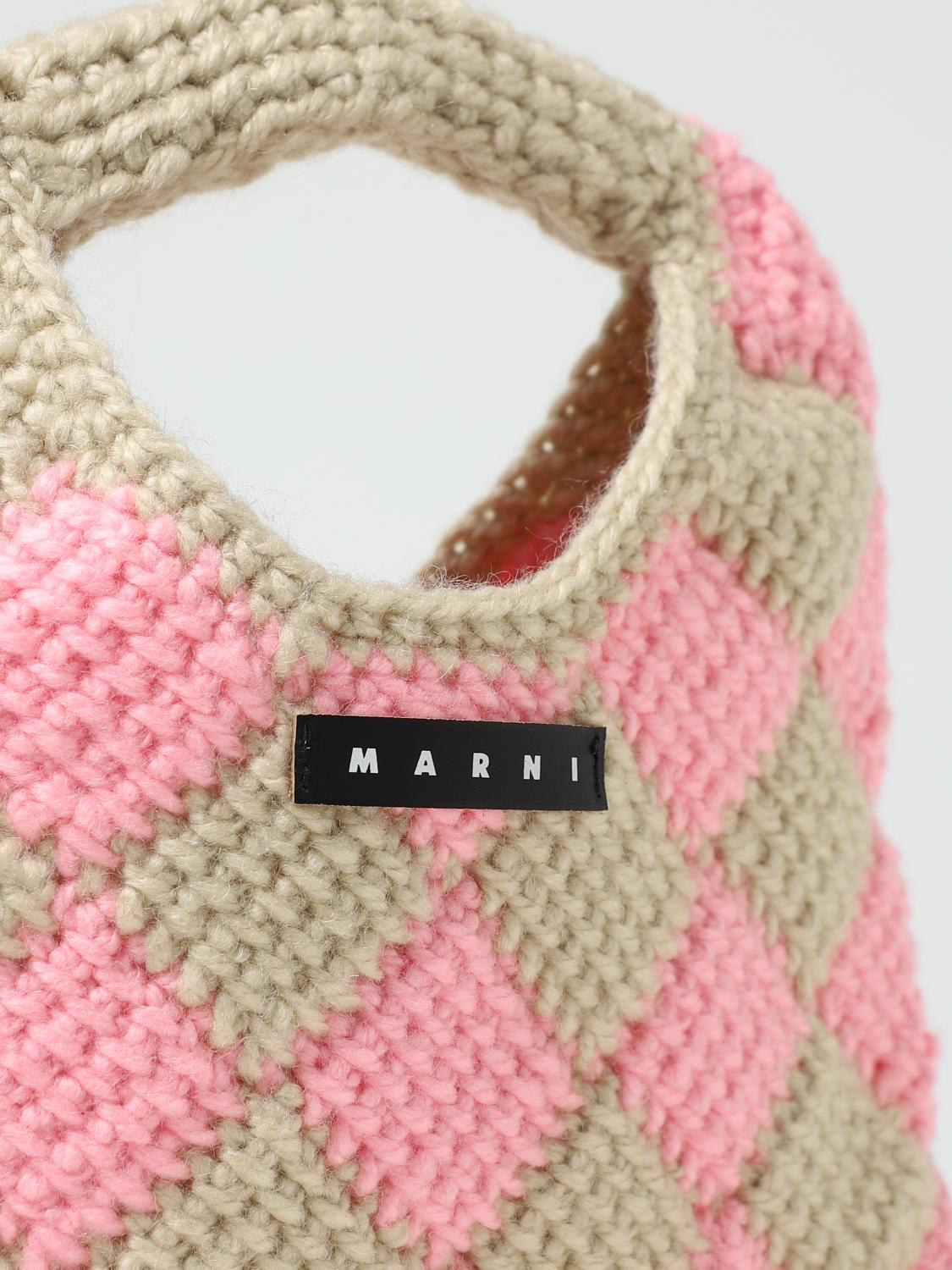 MARNI: Diamond bag in crochet knit - Pink | Marni bag MARNI: Diamond bag in crochet knit - Pink | Marni bag