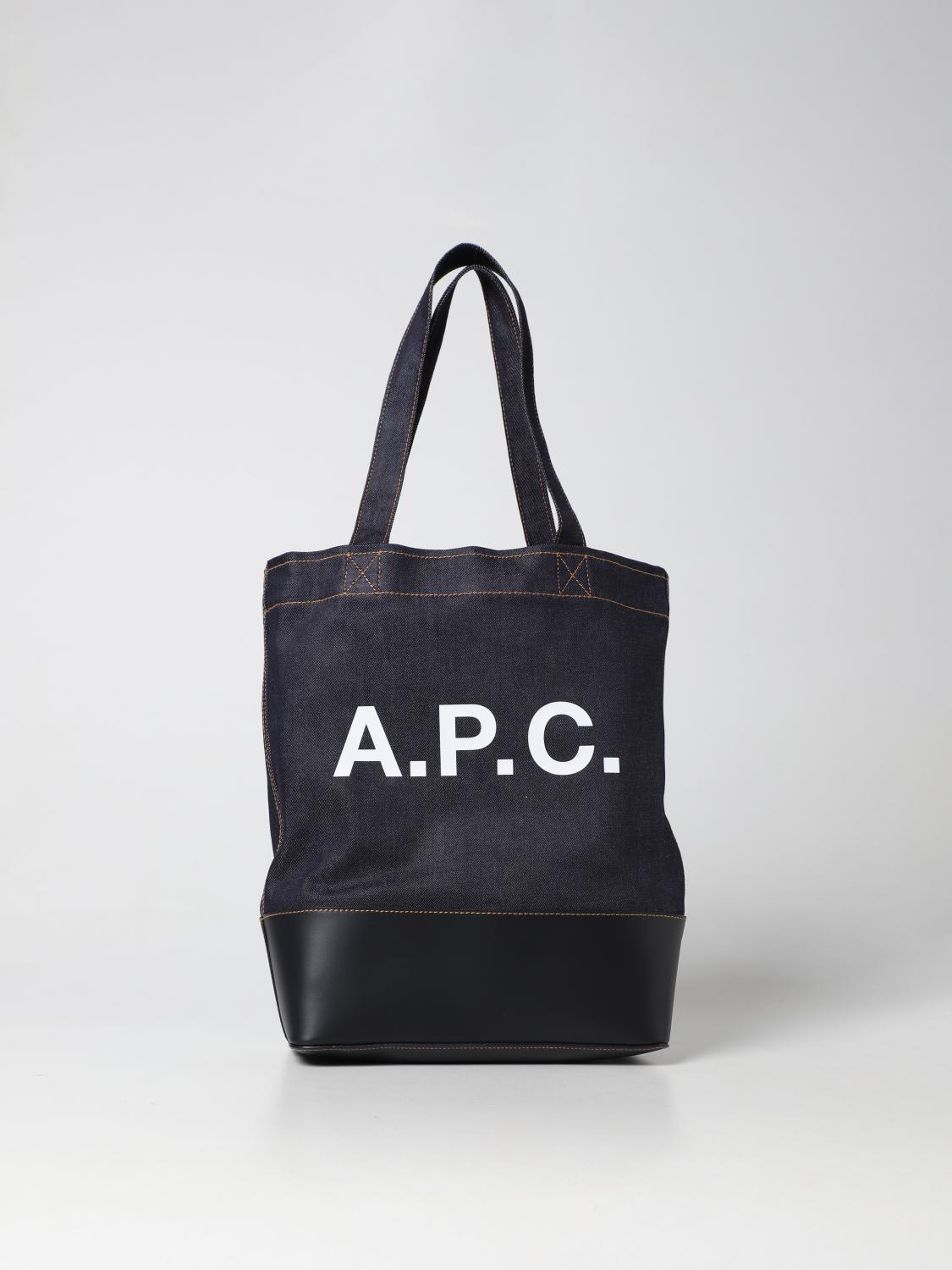 A.P.C. BORSA: Borsa A.P.C. in denim e pelle, Blue - Img 1