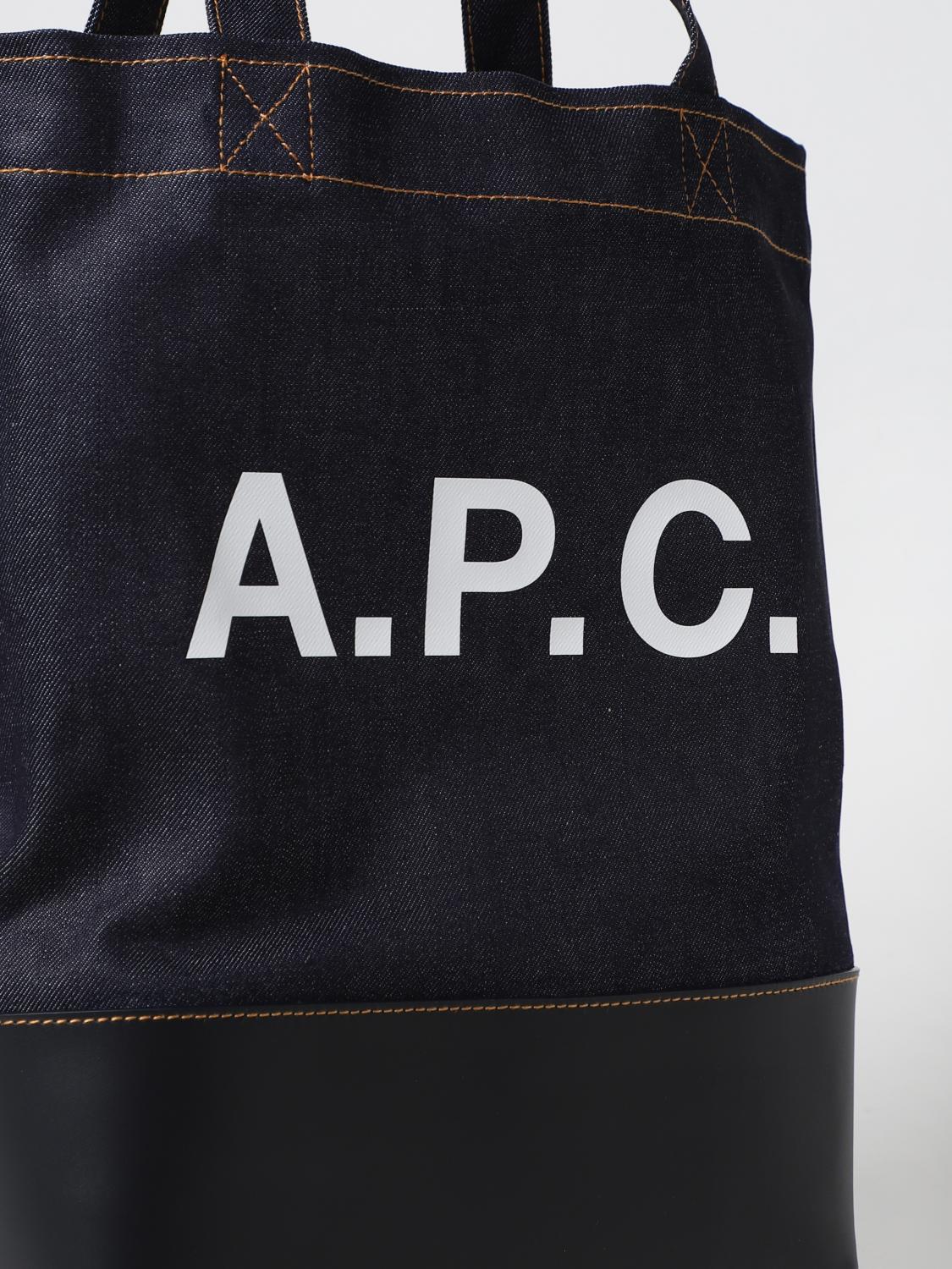 A.P.C. BORSA: Borsa A.P.C. in denim e pelle, Blue - Img 3