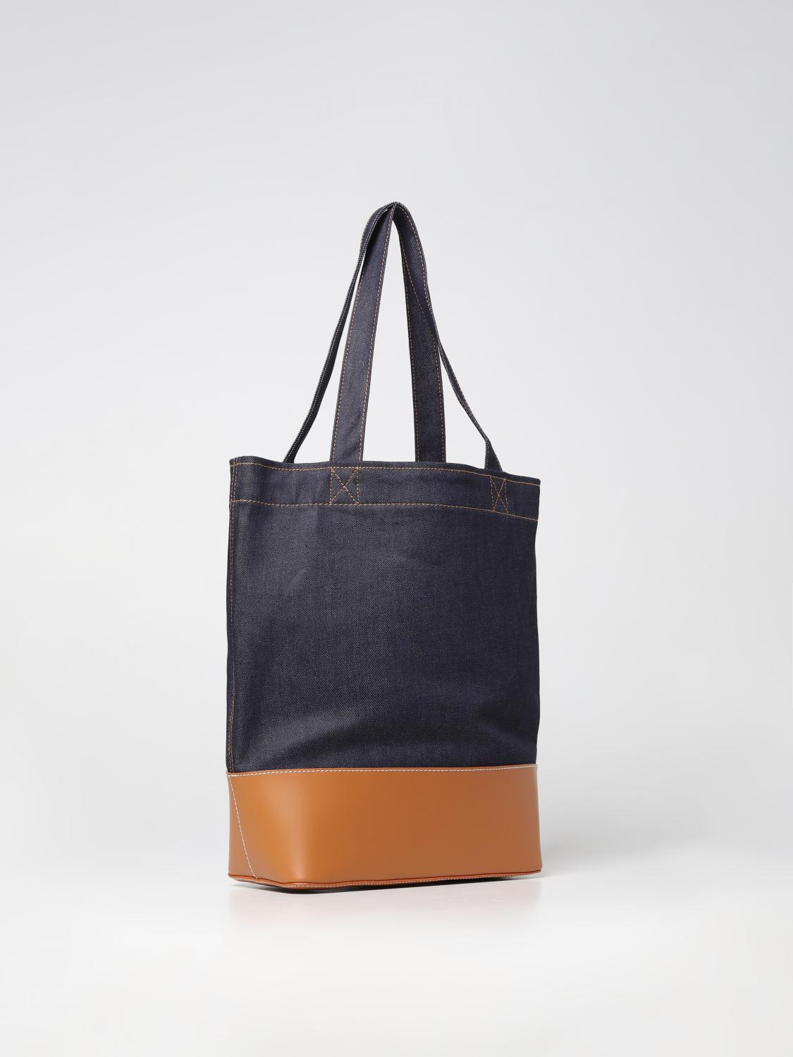 A.P.C. BORSA: Borsa A.P.C. in denim e pelle, Marrone - Img 2