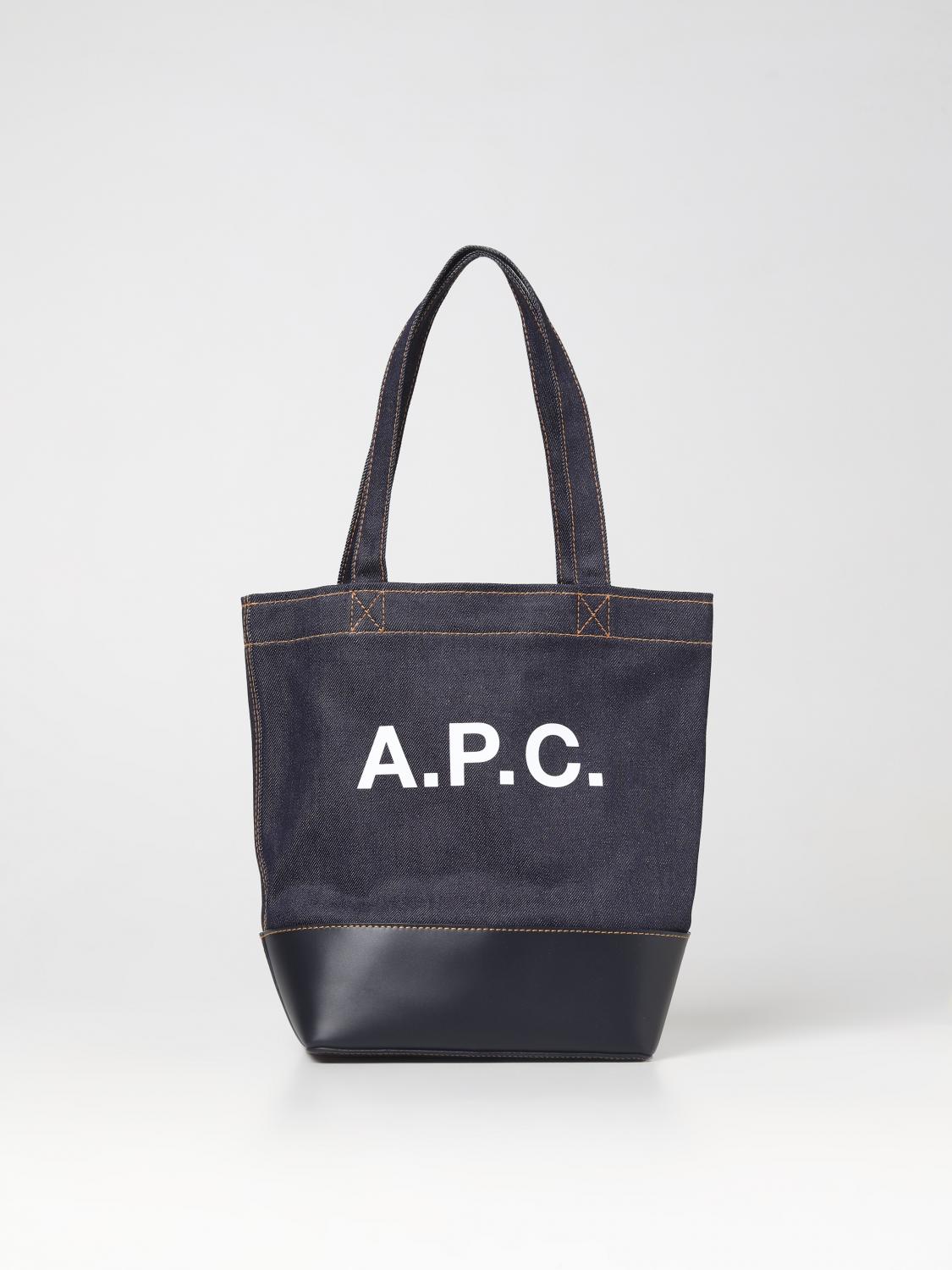 A.P.C. BORSA: Borsa Axel A.P.C. in denim e pelle, Blue - Img 1