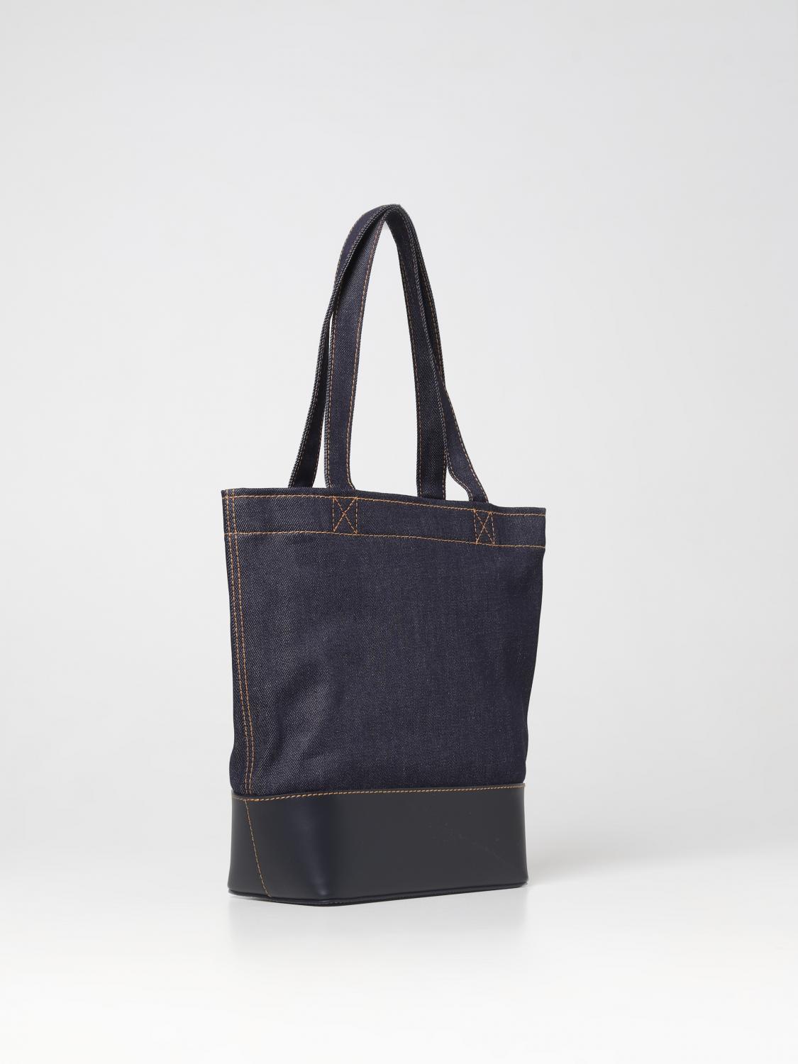 A.P.C. BORSA: Borsa Axel A.P.C. in denim e pelle, Blue - Img 2