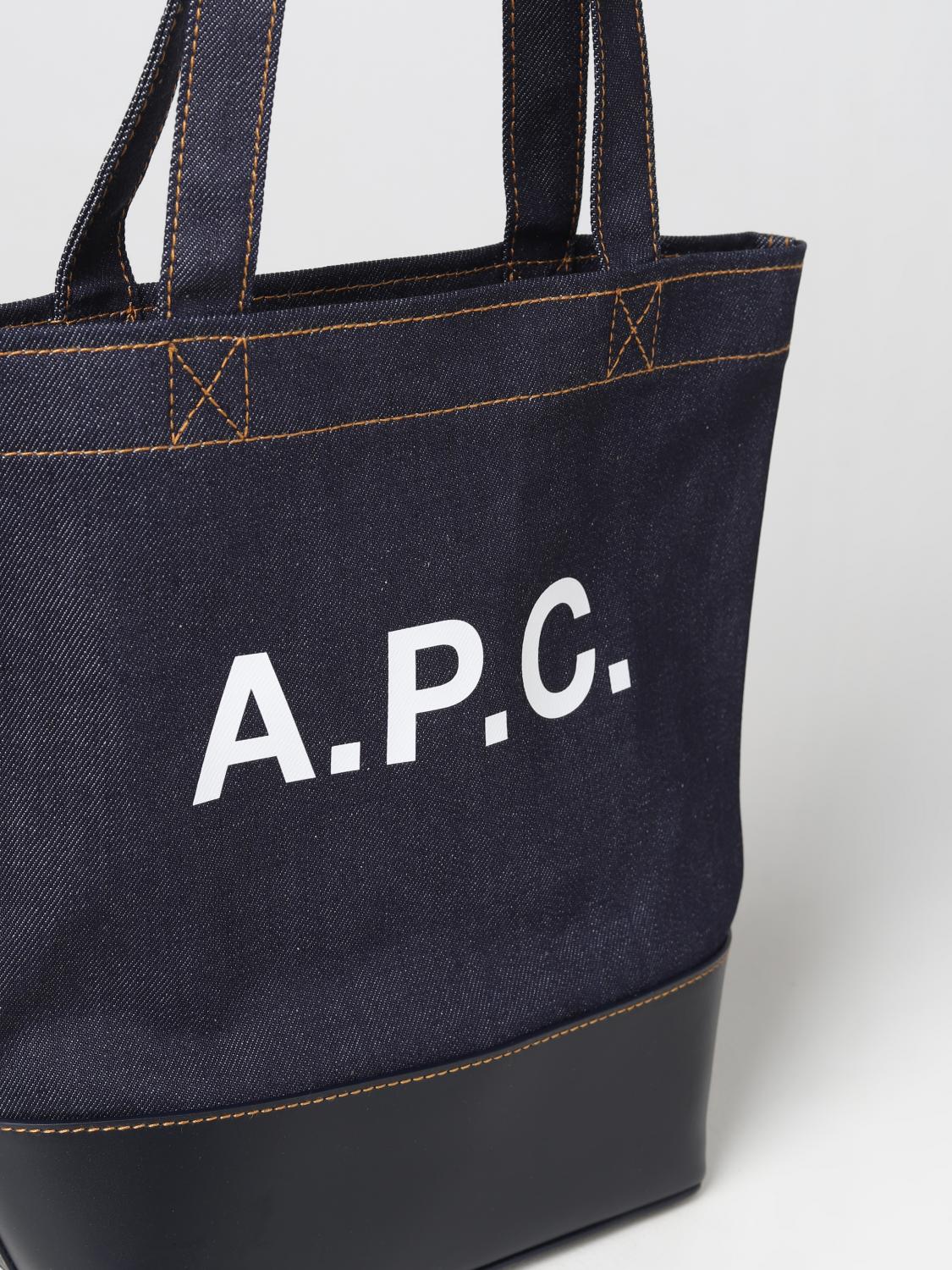 A.P.C. BORSA: Borsa Axel A.P.C. in denim e pelle, Blue - Img 3