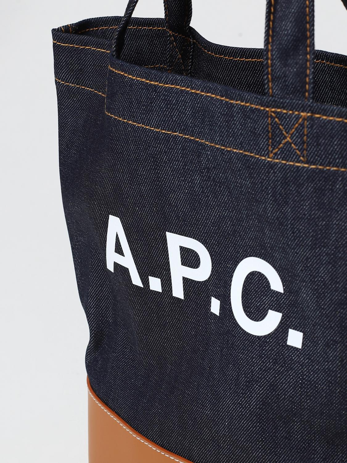 A.P.C. BORSA: Borsa Axel A.P.C. in denim e pelle, Marrone - Img 3