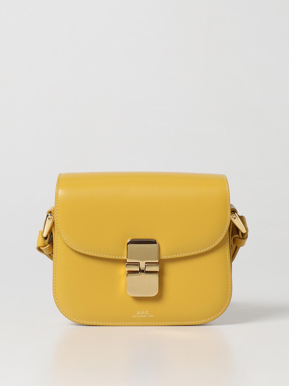 A.P.C. BORSA MINI: Borsa Grace A.P.C. in pelle, Giallo - Img 1