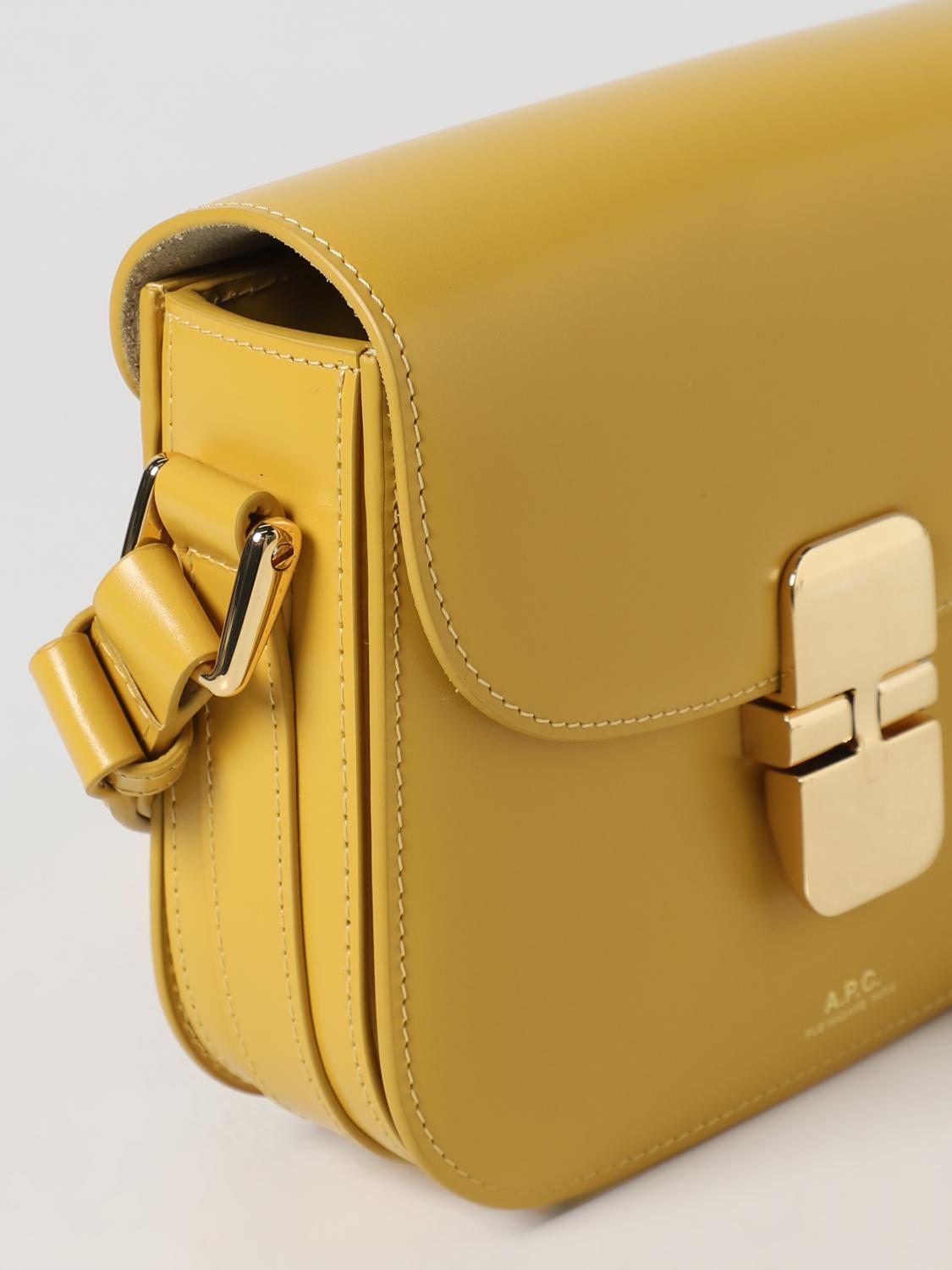 A.P.C. BORSA MINI: Borsa Grace A.P.C. in pelle, Giallo - Img 3
