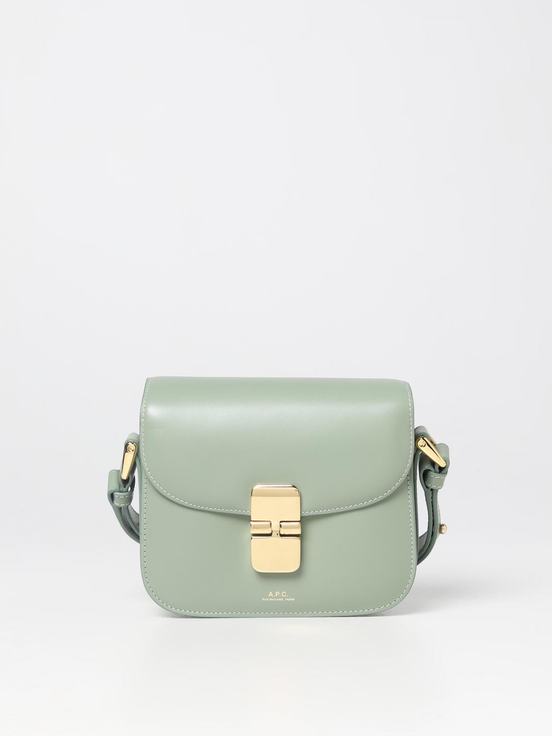 A.P.C. BORSA MINI: Borsa Grace A.P.C. in pelle, Verde - Img 1