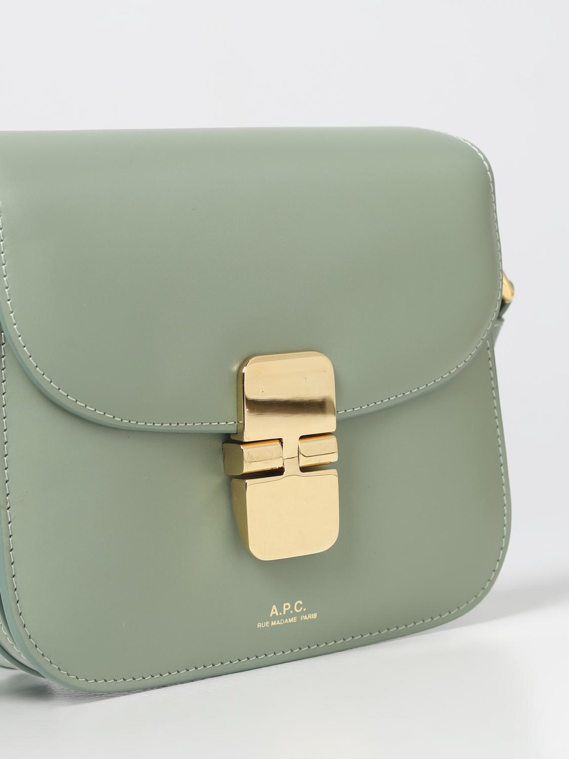A.P.C. BORSA MINI: Borsa Grace A.P.C. in pelle, Verde - Img 3