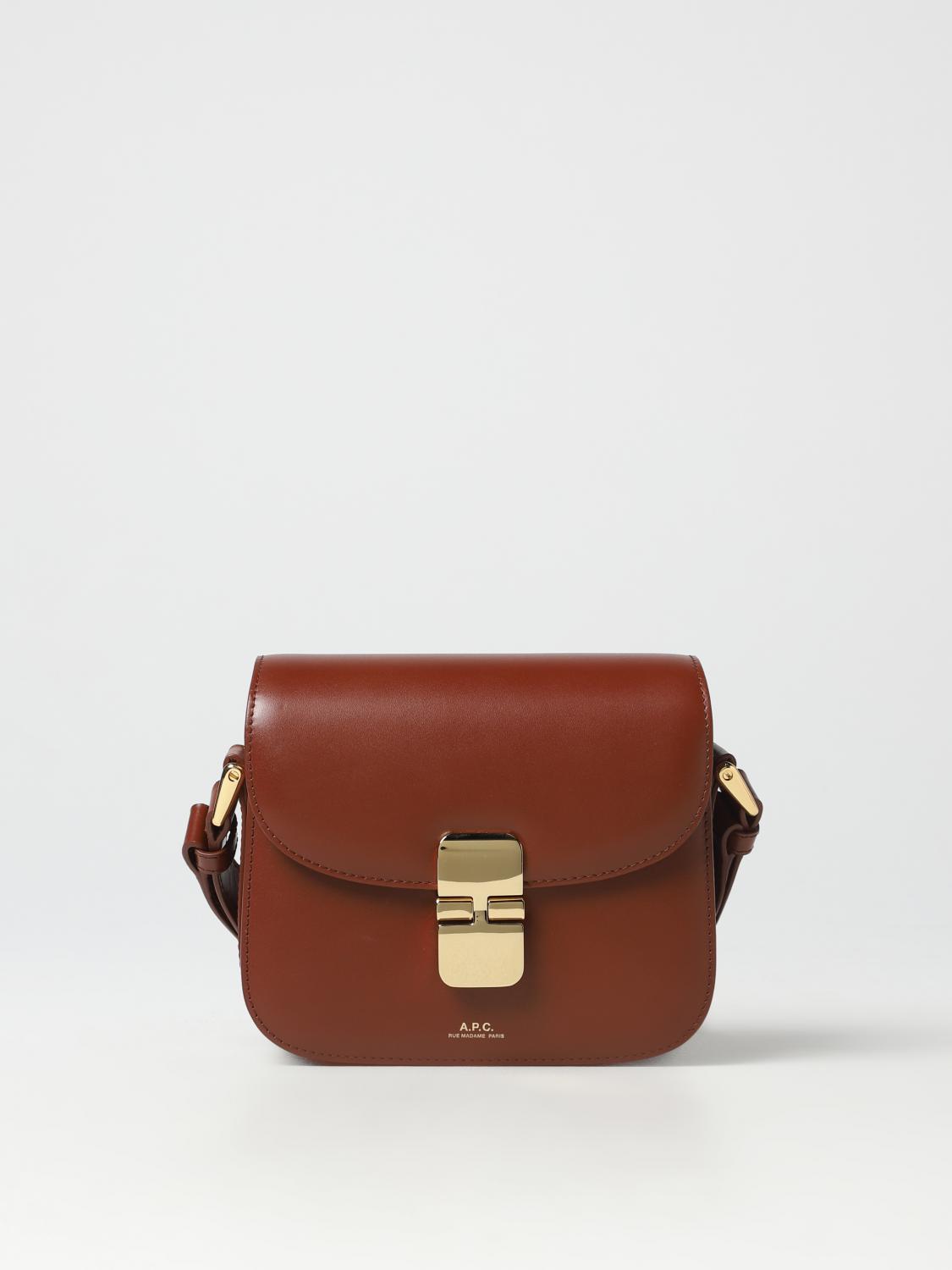 A.P.C. BORSA MINI: Borsa Grace A.P.C. in pelle, Marrone - Img 1