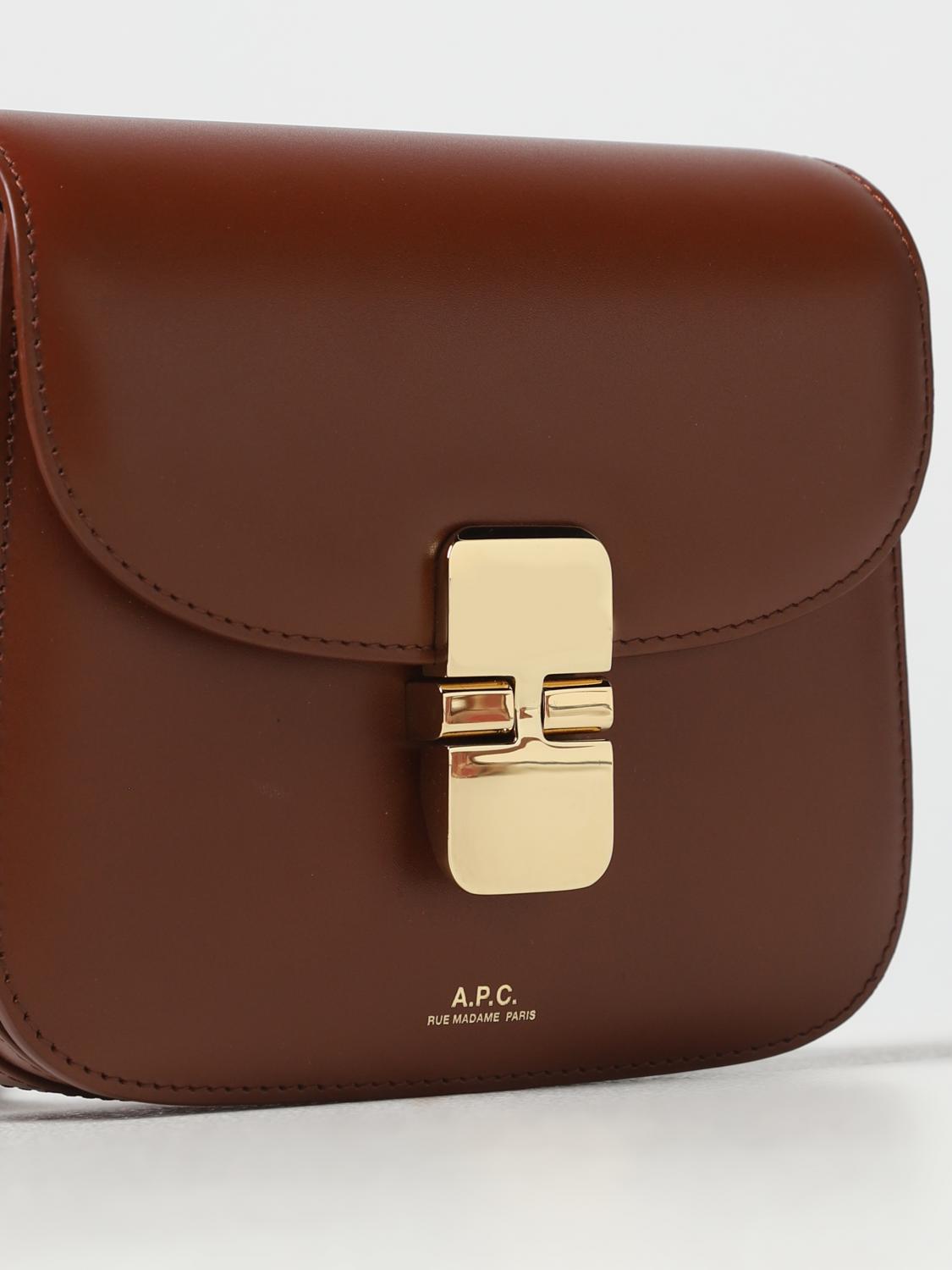A.P.C. BORSA MINI: Borsa Grace A.P.C. in pelle, Marrone - Img 3
