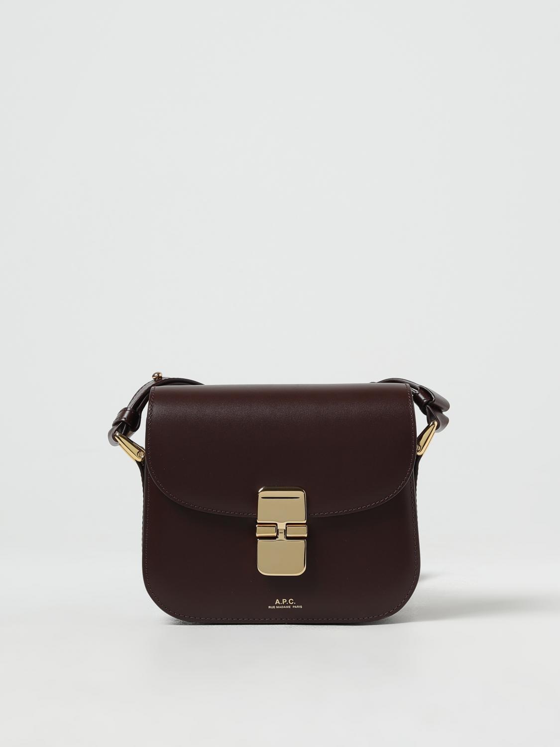 A.P.C. BORSA MINI: Borsa Grace A.P.C. in pelle, Moro - Img 1