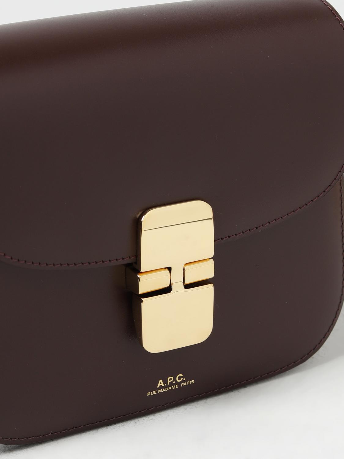 A.P.C. BORSA MINI: Borsa Grace A.P.C. in pelle, Moro - Img 3
