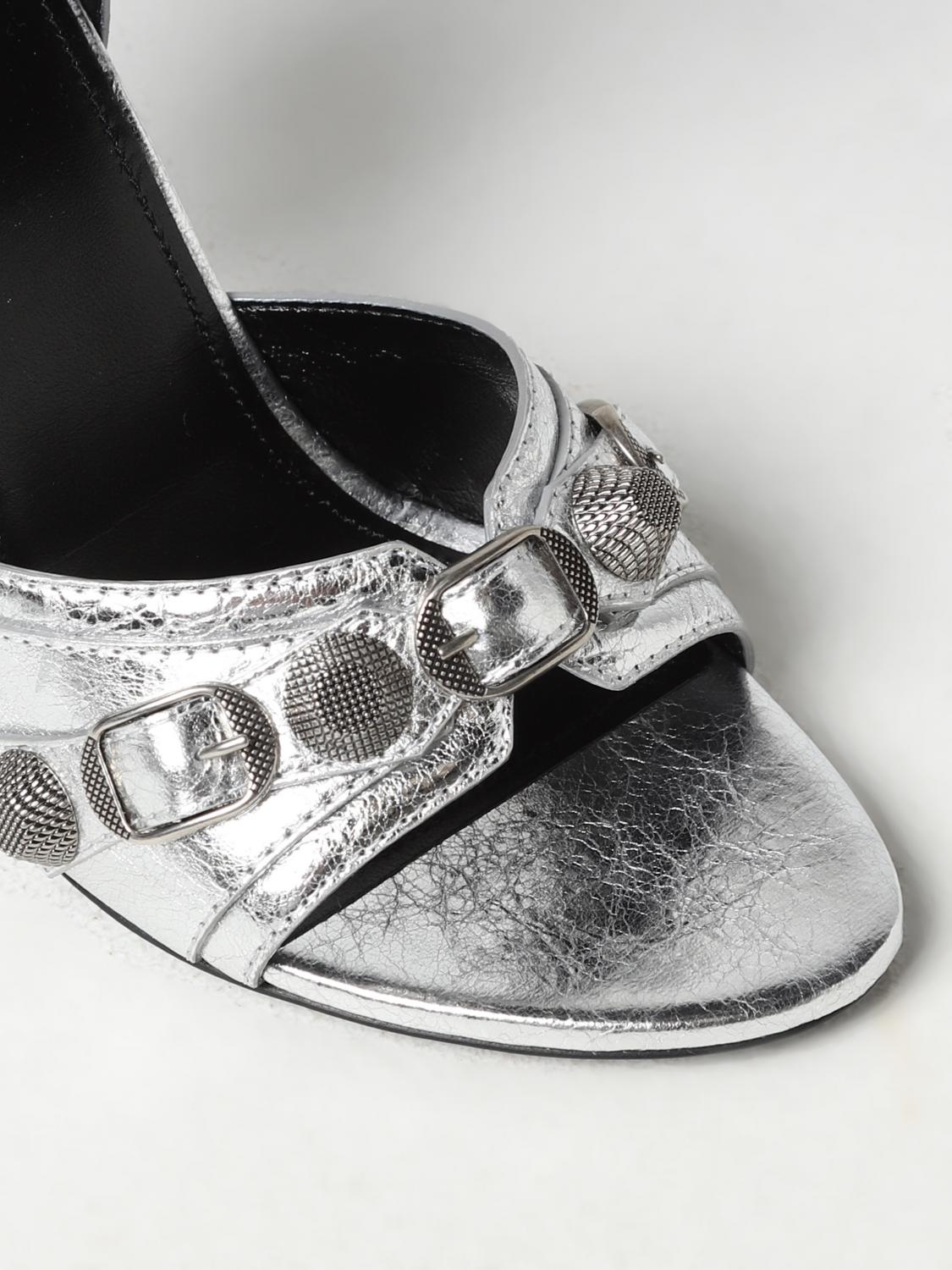 Balenciaga Le Cagole sandals in tumbled leather - Silver