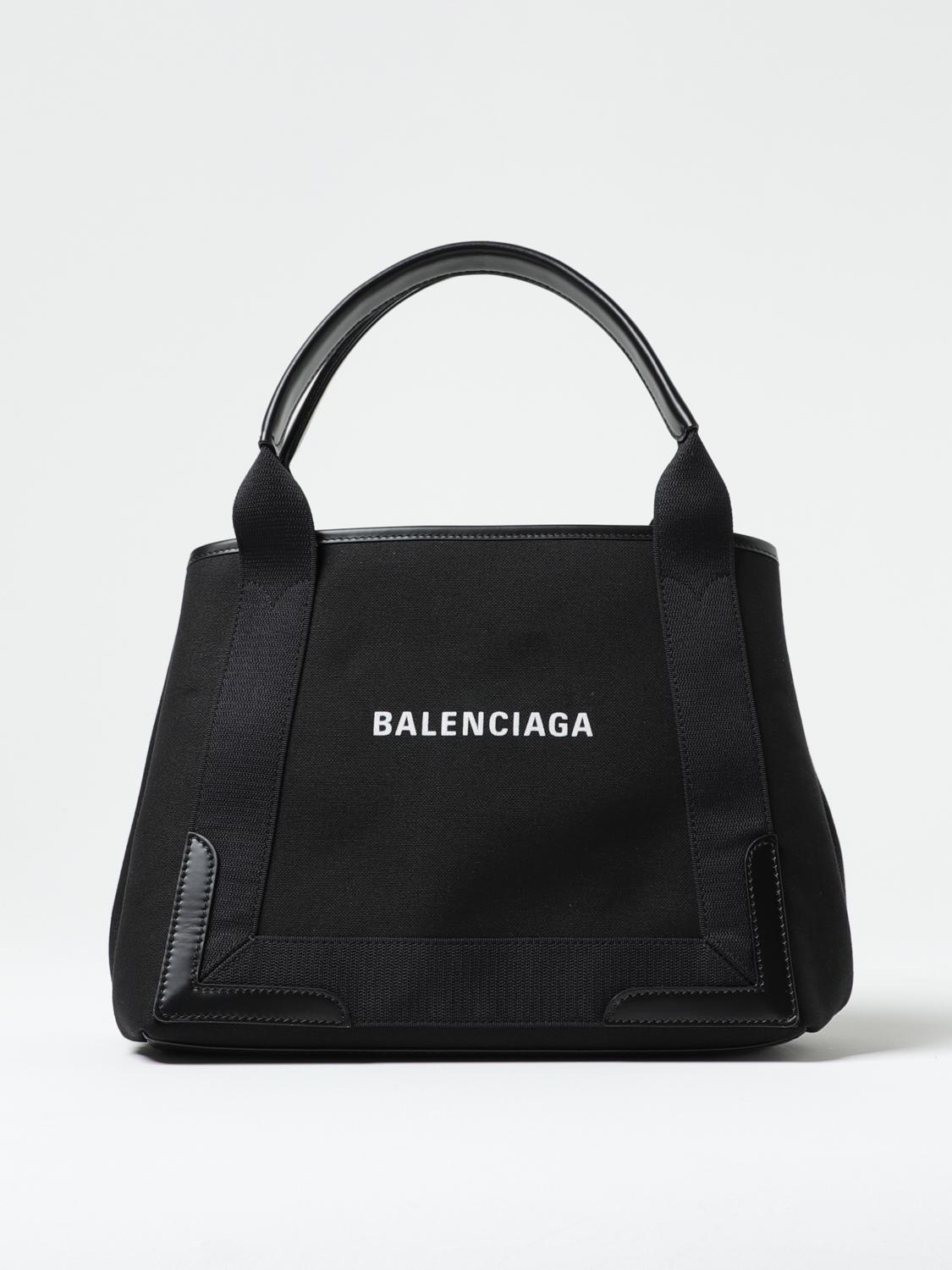 Giglio Borsa Cabas Navy S Balenciaga in canvas con lettering logo stampato