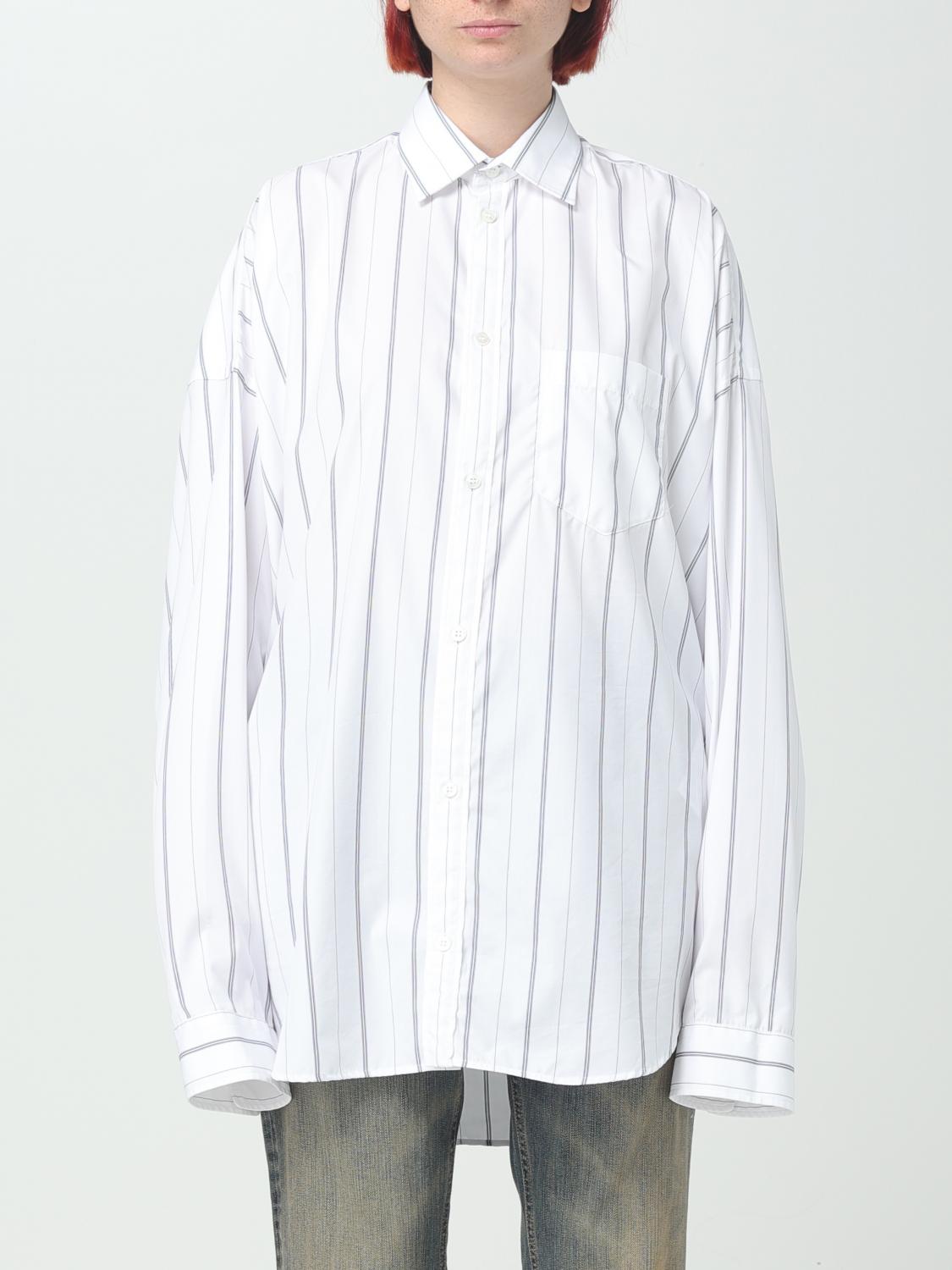 Balenciaga shirt in striped poplin - White | 725395TOM06 | GIGLIO.COM