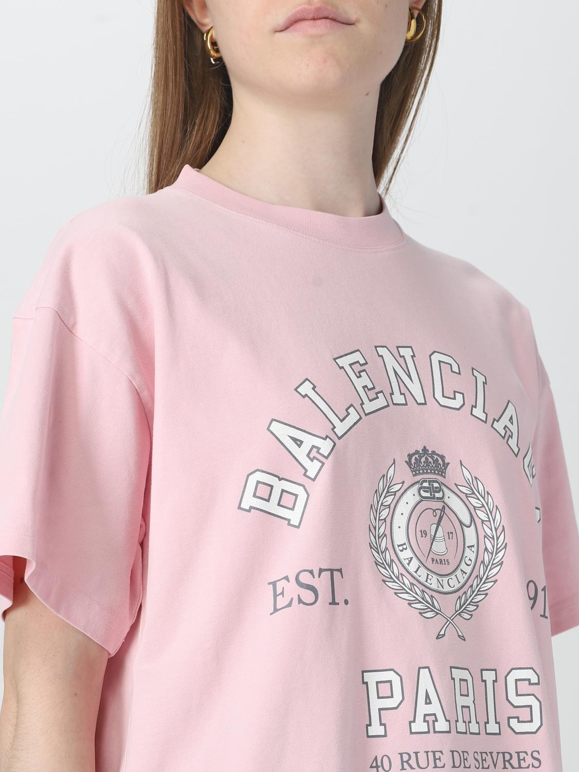 Balenciaga cotton T-shirt with contrasting printed logo - Pink