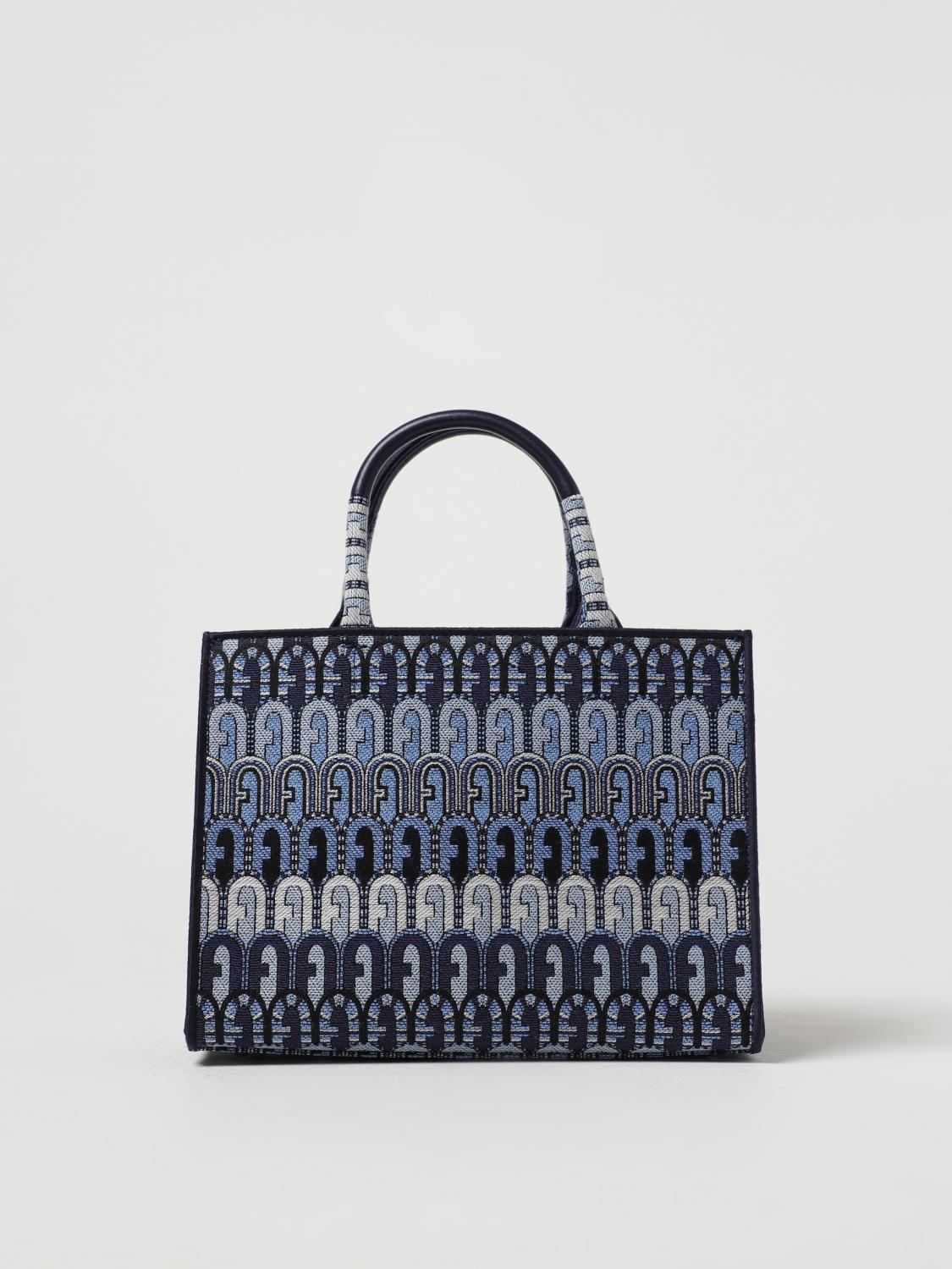 FURLA BORSA A MANO: Borsa Opportunity Furla in tessuto, Denim - Img 1