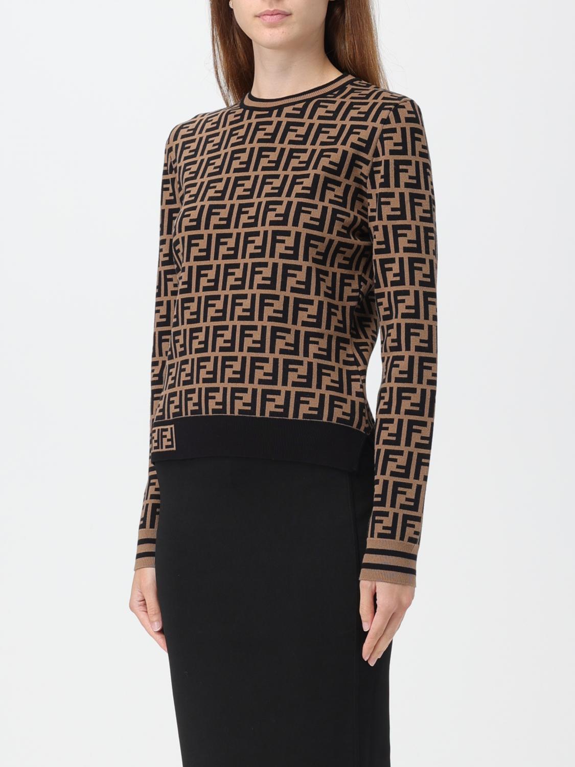 Fendi viscose sweater with FF jacquard monogram - Tobacco